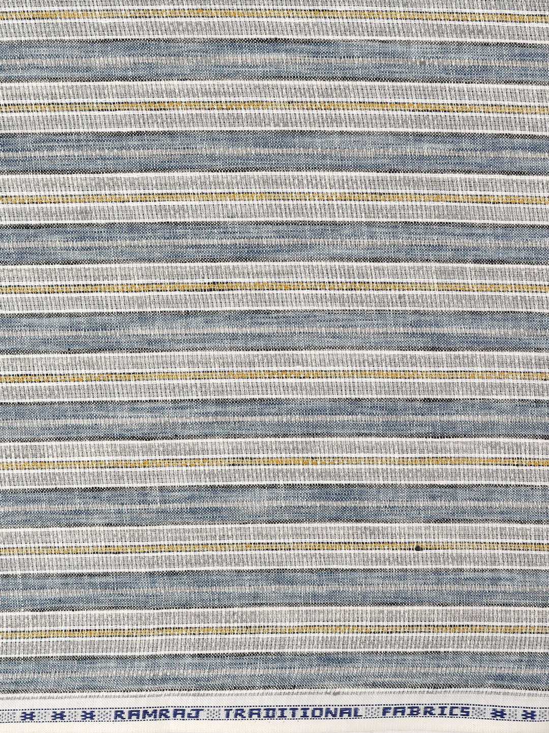 Cotton Blend Self Design Shirt Fabric Blue with Grey High Style - Image 3