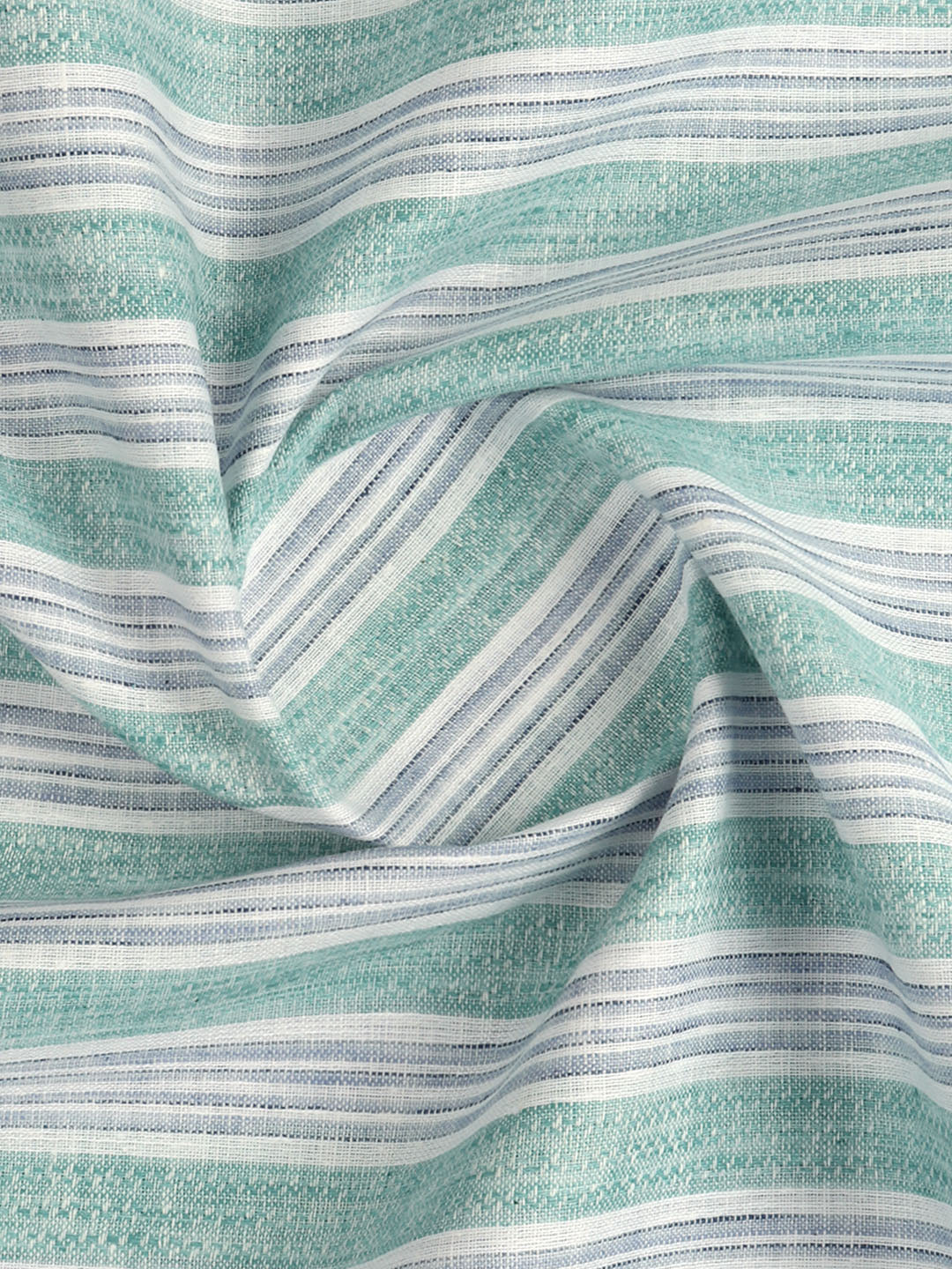 Cotton Blend Self Design Shirt Fabric Green with Blue High Style - Image 2