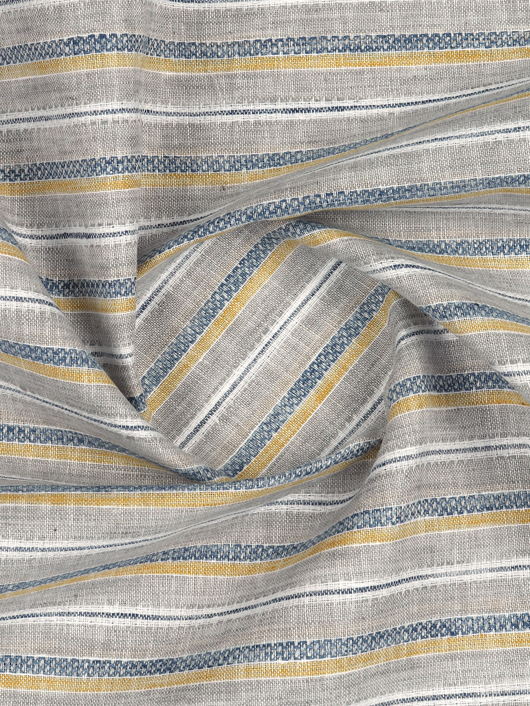 Cotton Blend Self Design Shirt Fabric Grey with Blue High Style