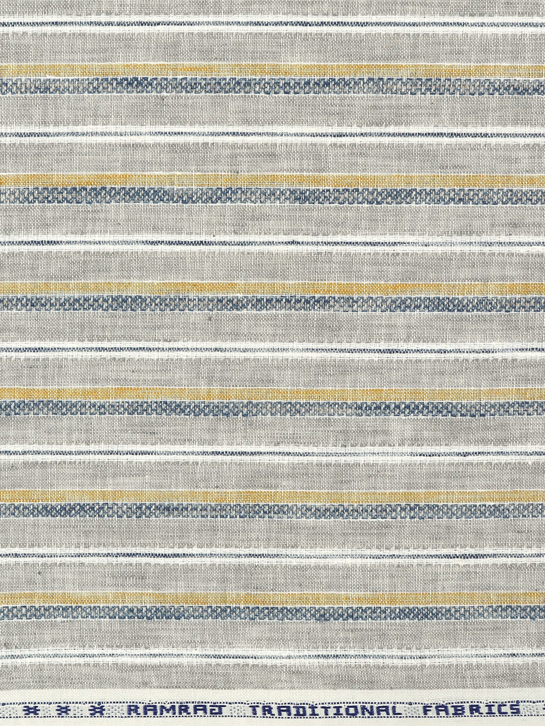 Cotton Blend Self Design Shirt Fabric Grey with Blue High Style - Image 3