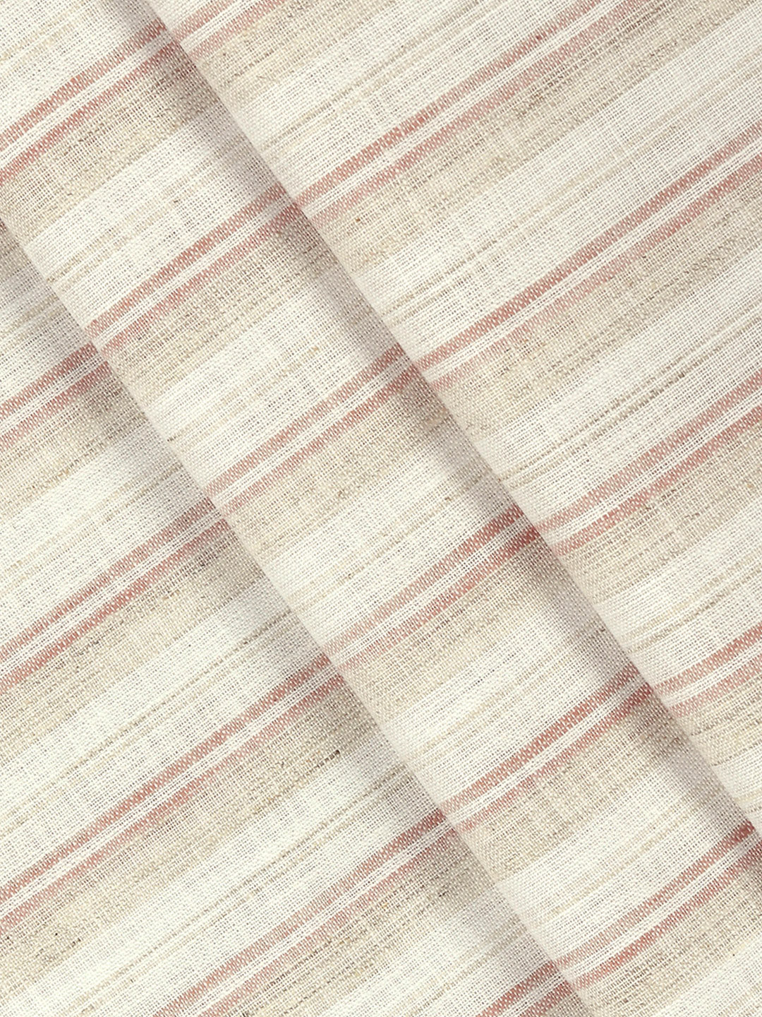 Cotton Blend Striped Shirt Fabric Cream with Brown High Style - Image 2