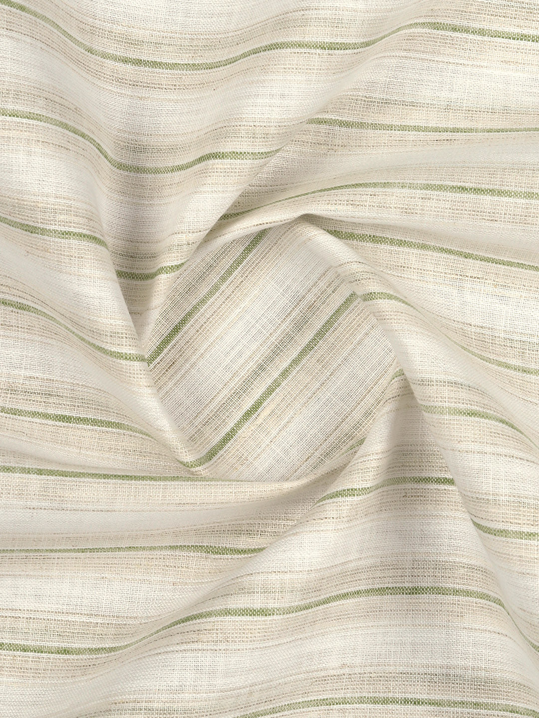 Cotton Blend Striped Shirt Fabric Cream with Green High Style