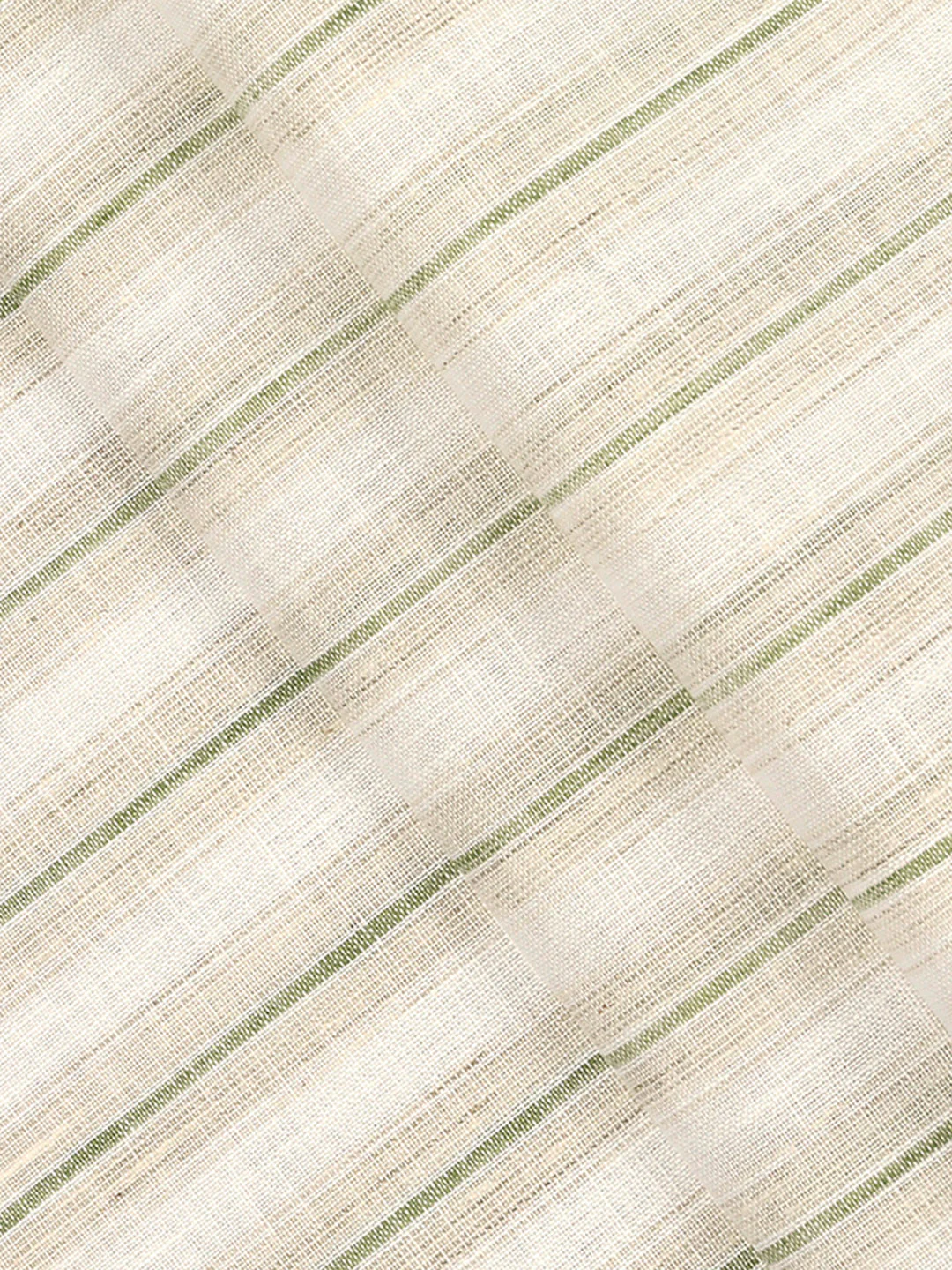 Cotton Blend Striped Shirt Fabric Cream with Green High Style - Image 2