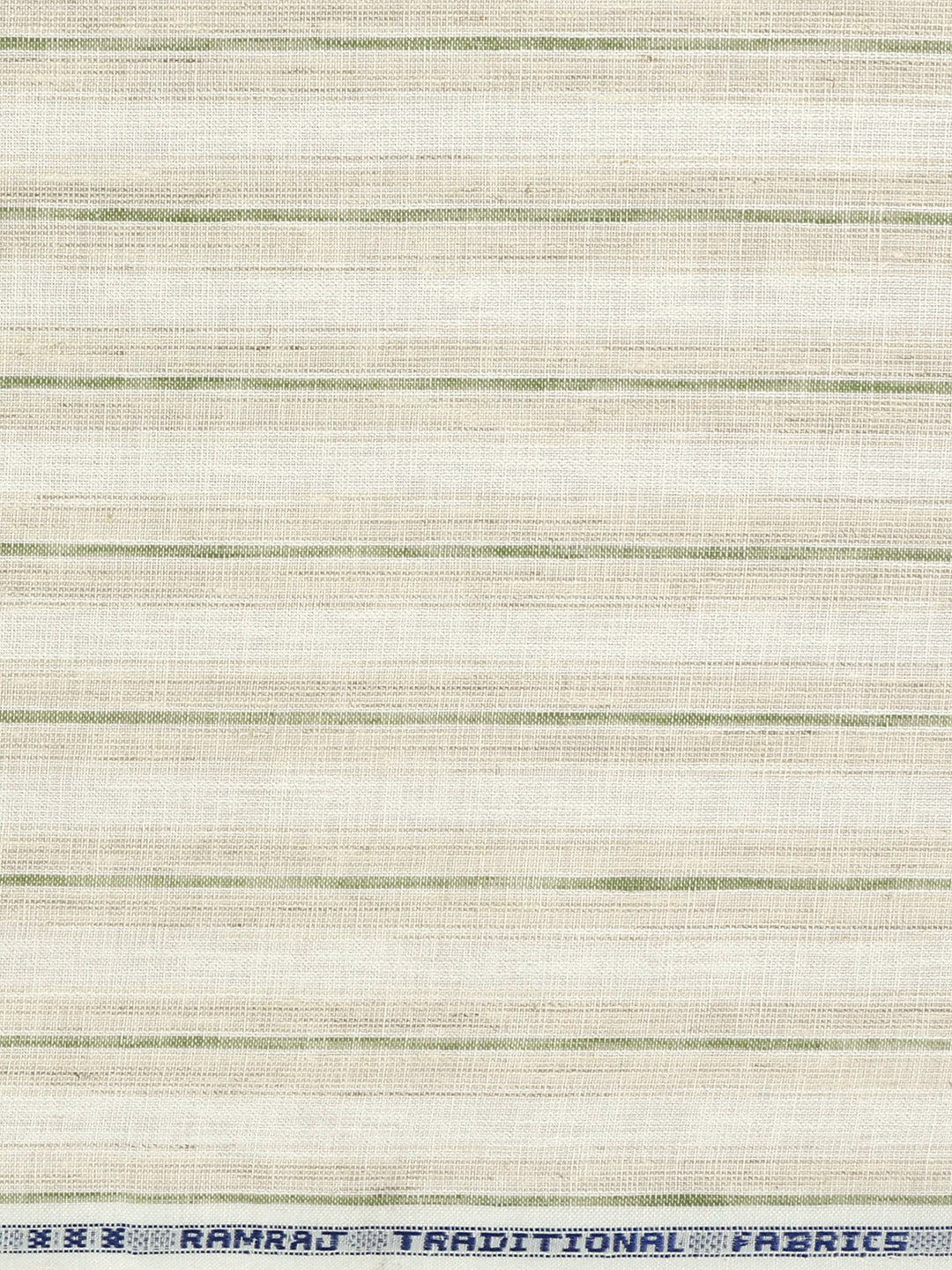 Cotton Blend Striped Shirt Fabric Cream with Green High Style - Image 3