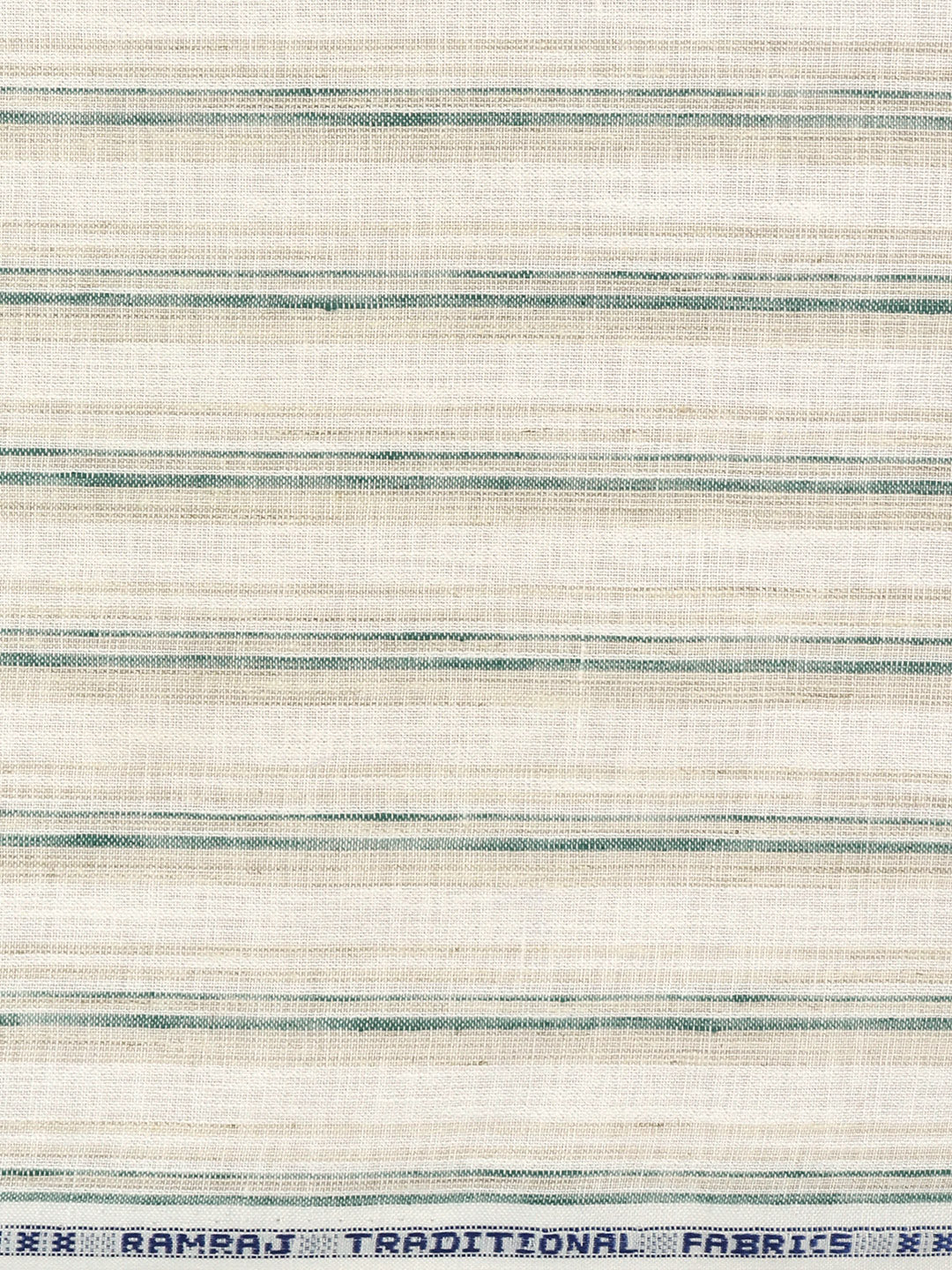 Cotton Blend Striped Shirt Fabric Green with Cream High Style - Image 3