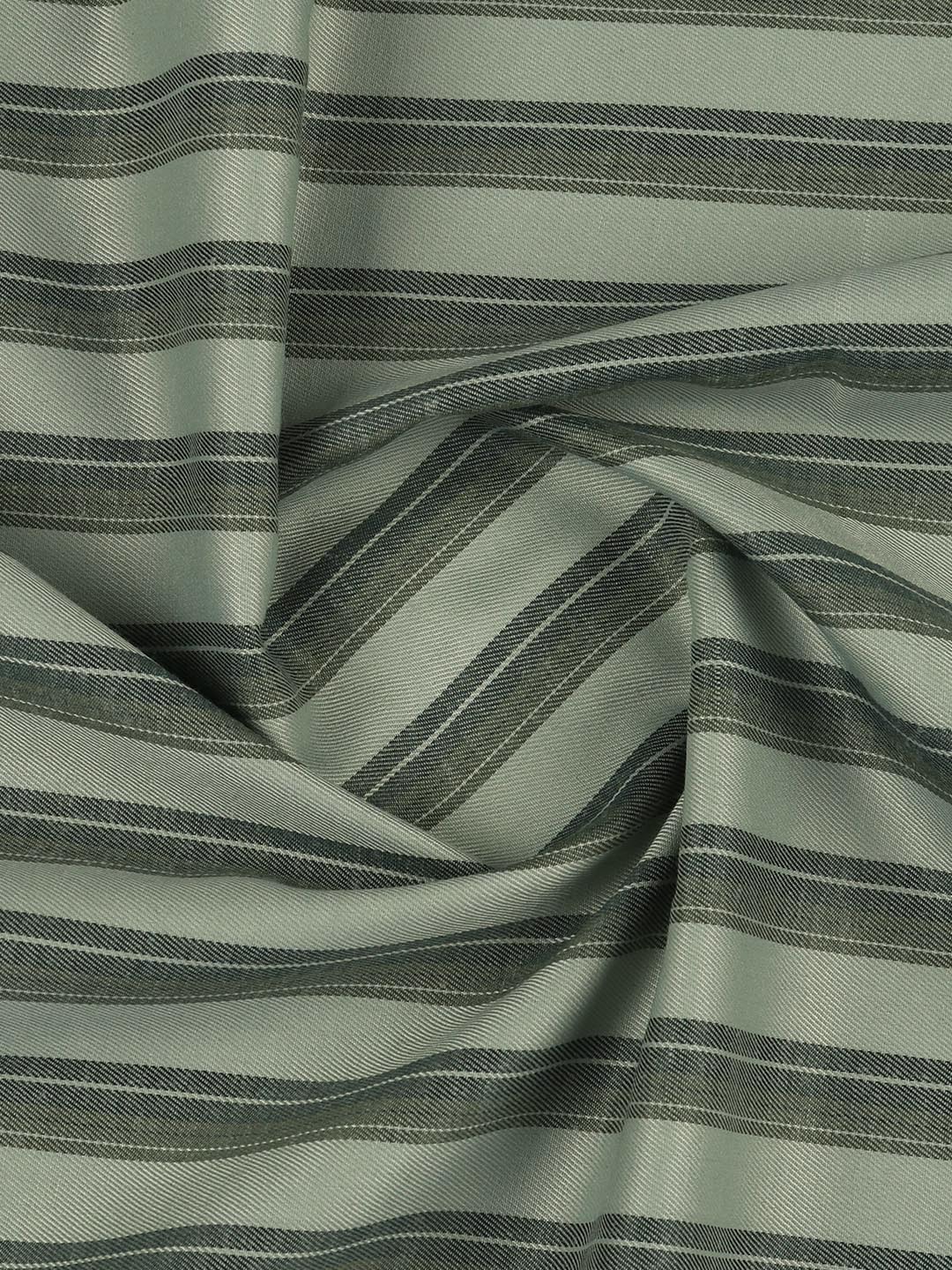 Cotton Blend Striped Shirt Fabric Light Green High Style