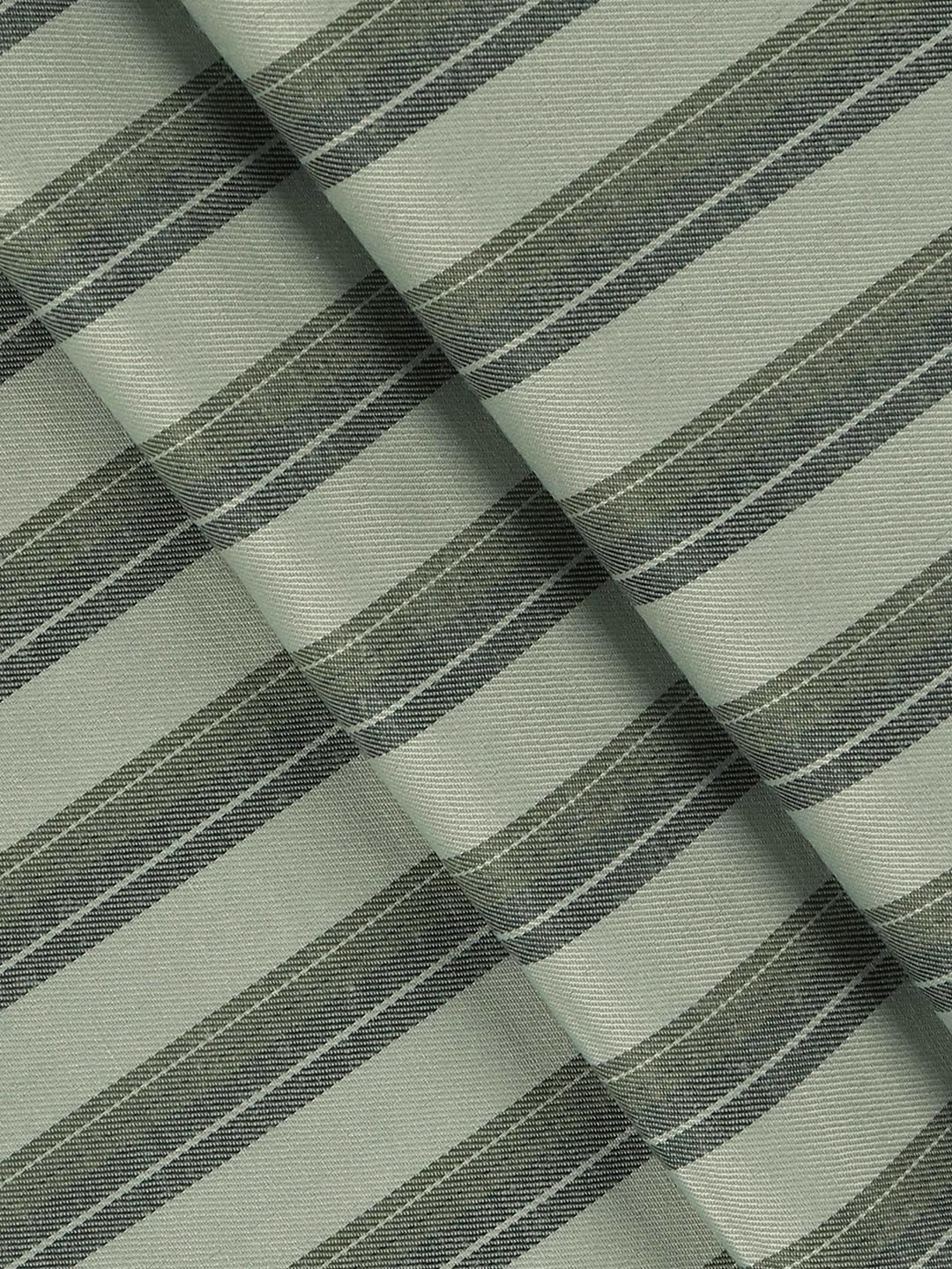 Cotton Blend Striped Shirt Fabric Light Green High Style - Image 2