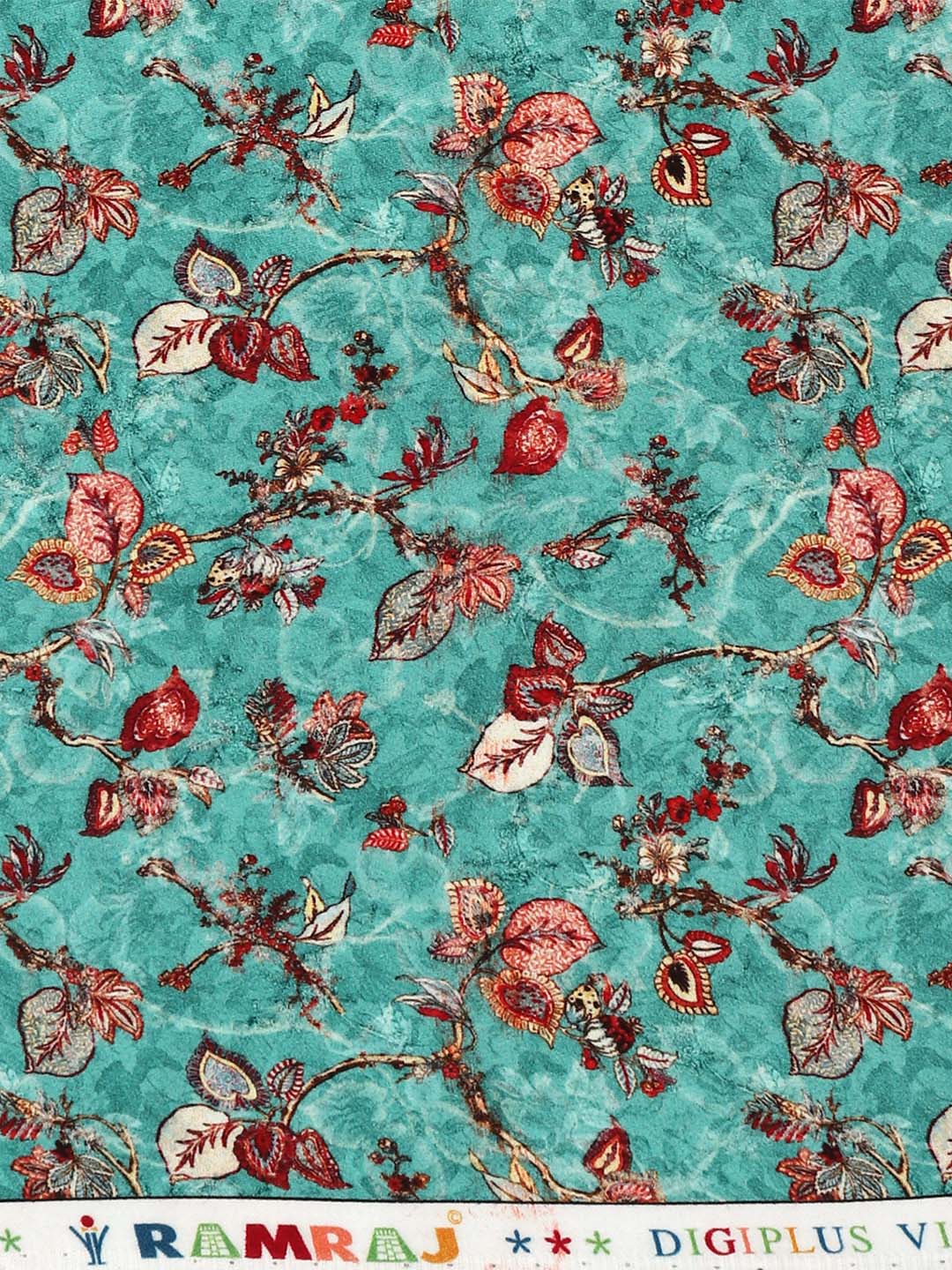 Cotton Blend Teal Green Printed Shirt Fabric Savoy Print - Image 2