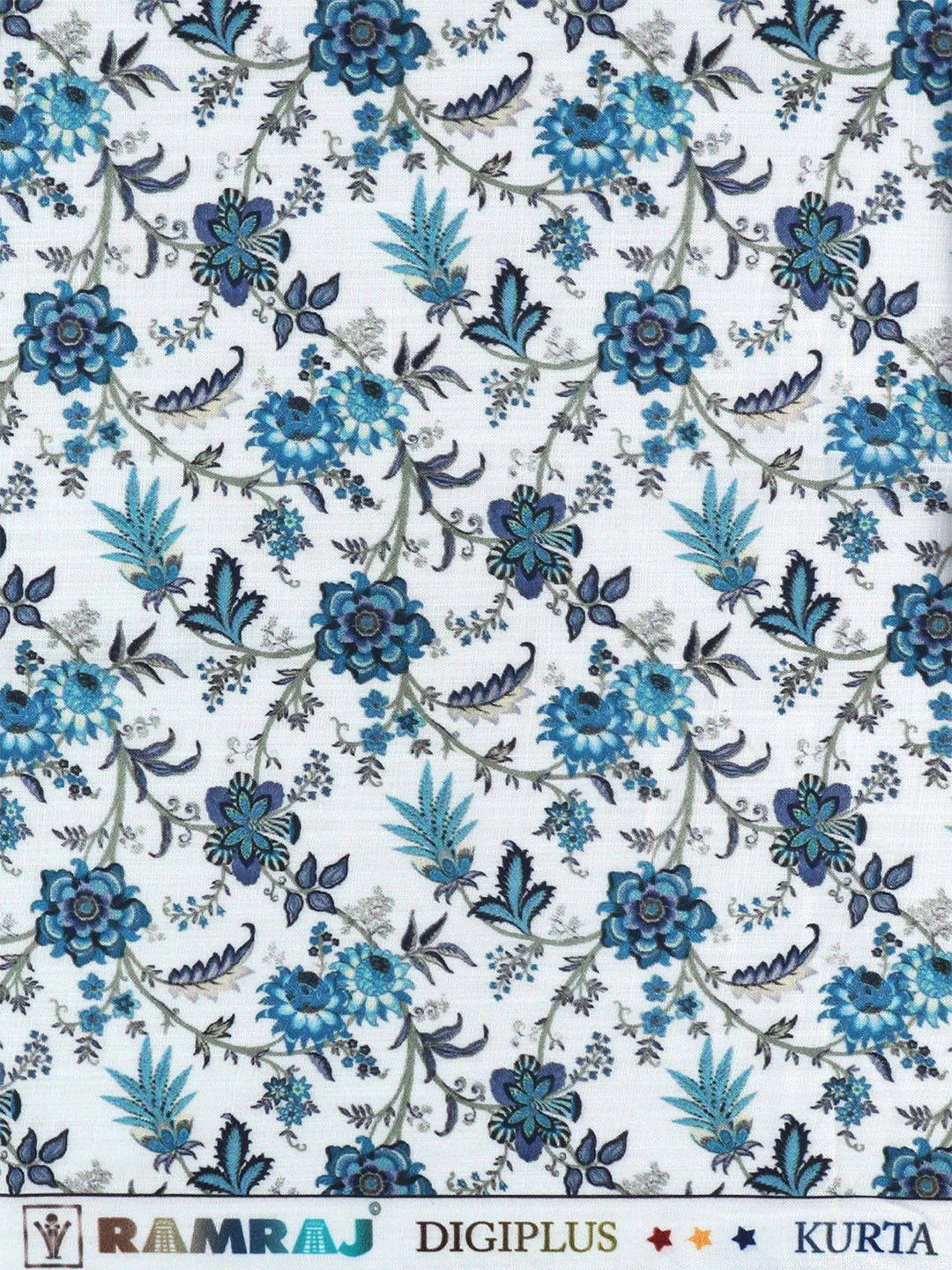 Cotton Blend White with Blue Printed Shirt Fabric Hanhai - Image 2