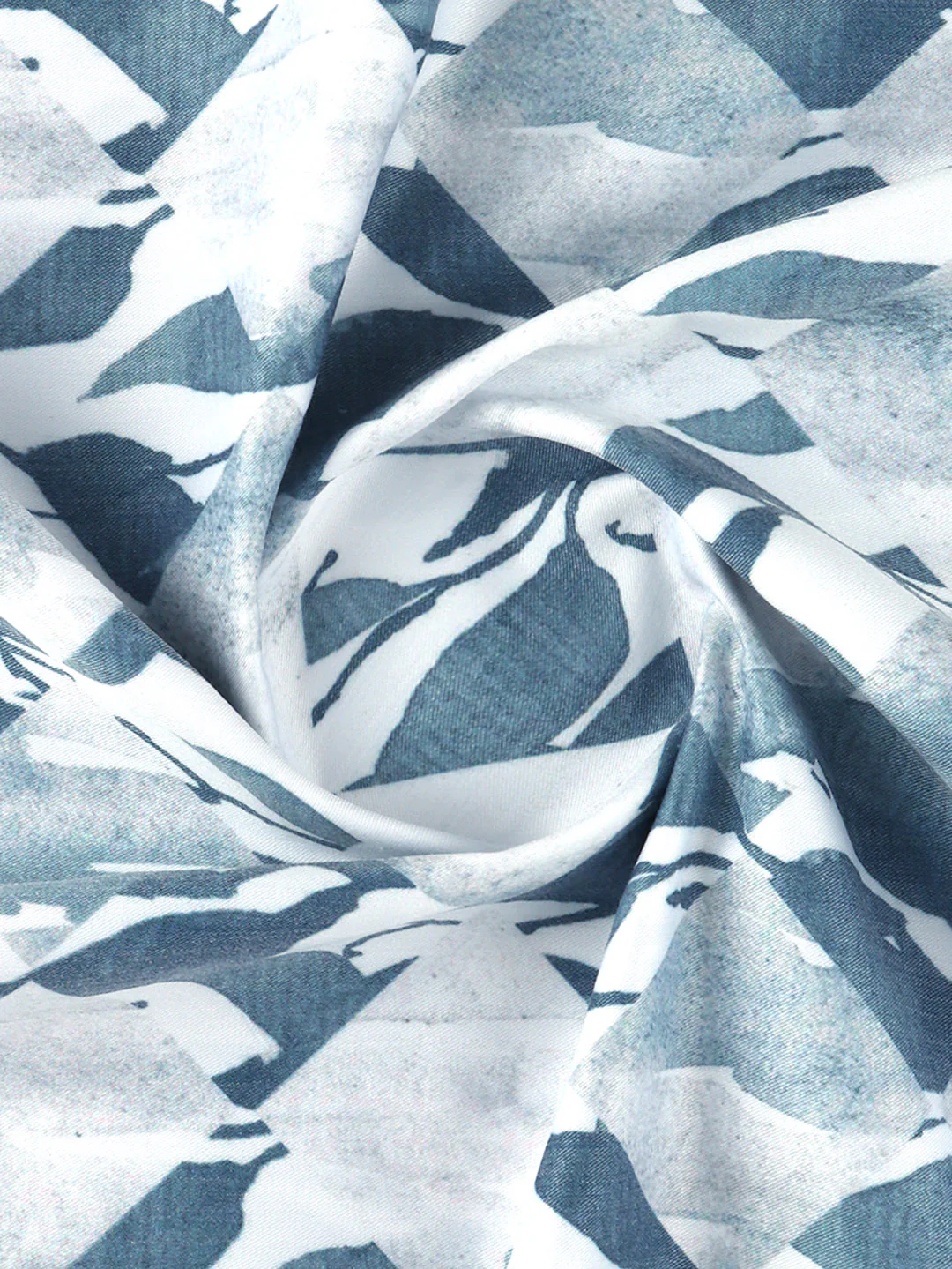 Cotton Blend White with Grey Printed Shirt Fabric Enjoy