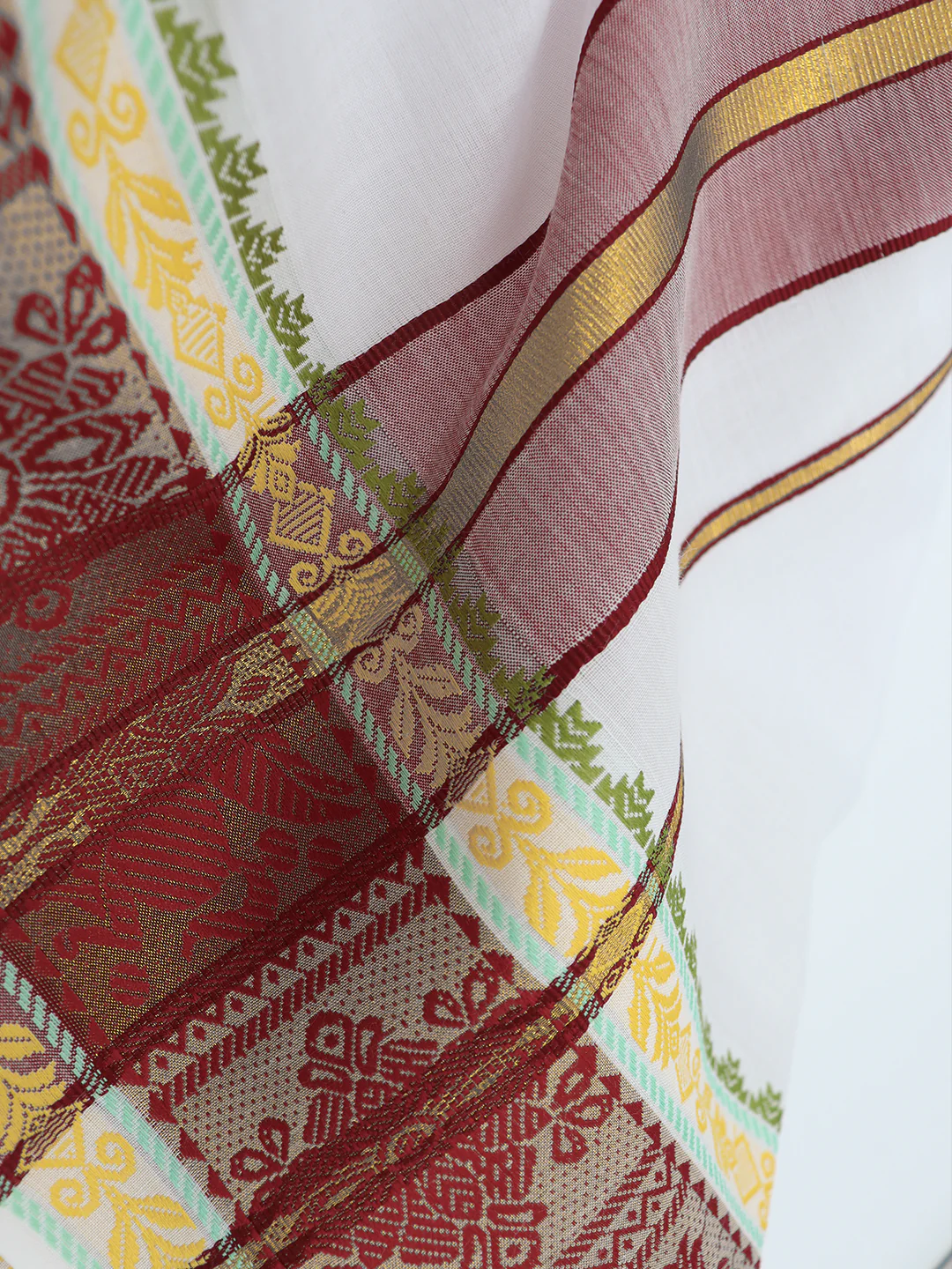 Cotton Brown Fancy Border Panchakacham with Angavasthram Vishvadeva (9+5) VD01 - Image 4