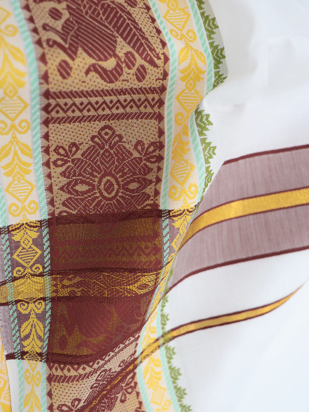 Cotton Brown Fancy Border Panchakacham with Angavasthram Vishvadeva (9+5) VD01 - Image 7