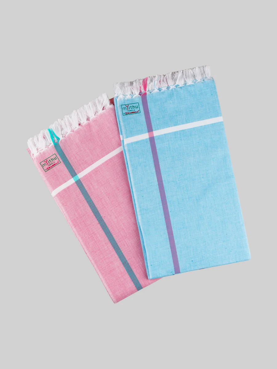 Cotton Checked Bath Towel Victory Pack of 2