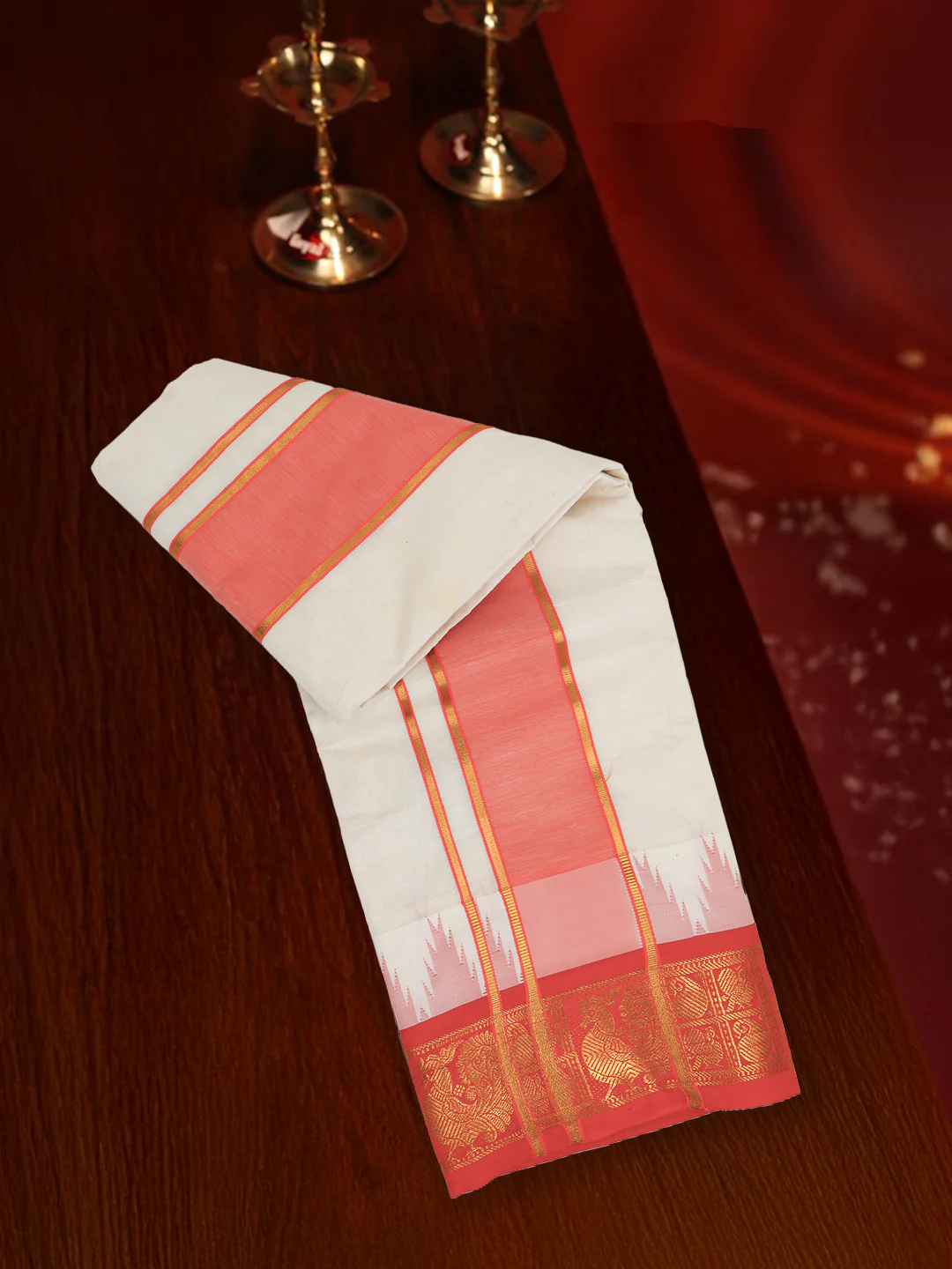 Cotton Cream Panchakacham with Angavasthram Yogendra (9+5)YG02 - Image 3