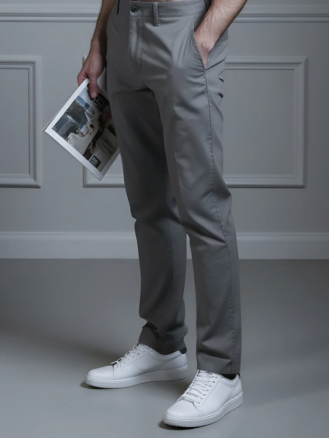 Cotton Lycra Ash Grey Smart Fit Pants Zara - Image 2