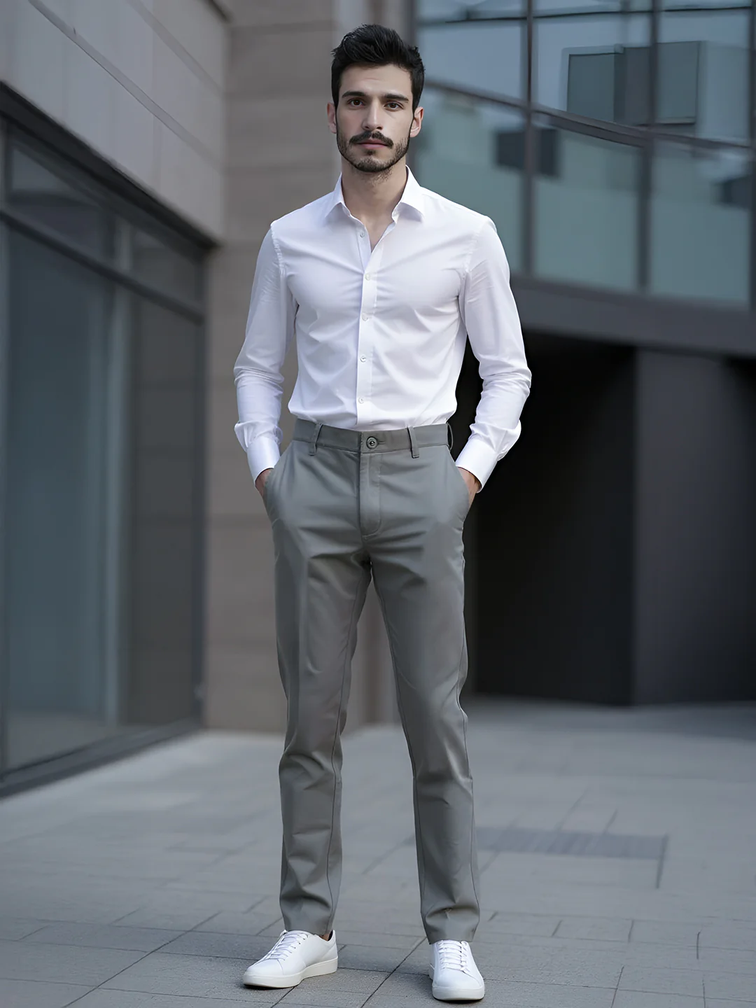 Cotton Lycra Ash Grey Smart Fit Pants Zara - Image 7