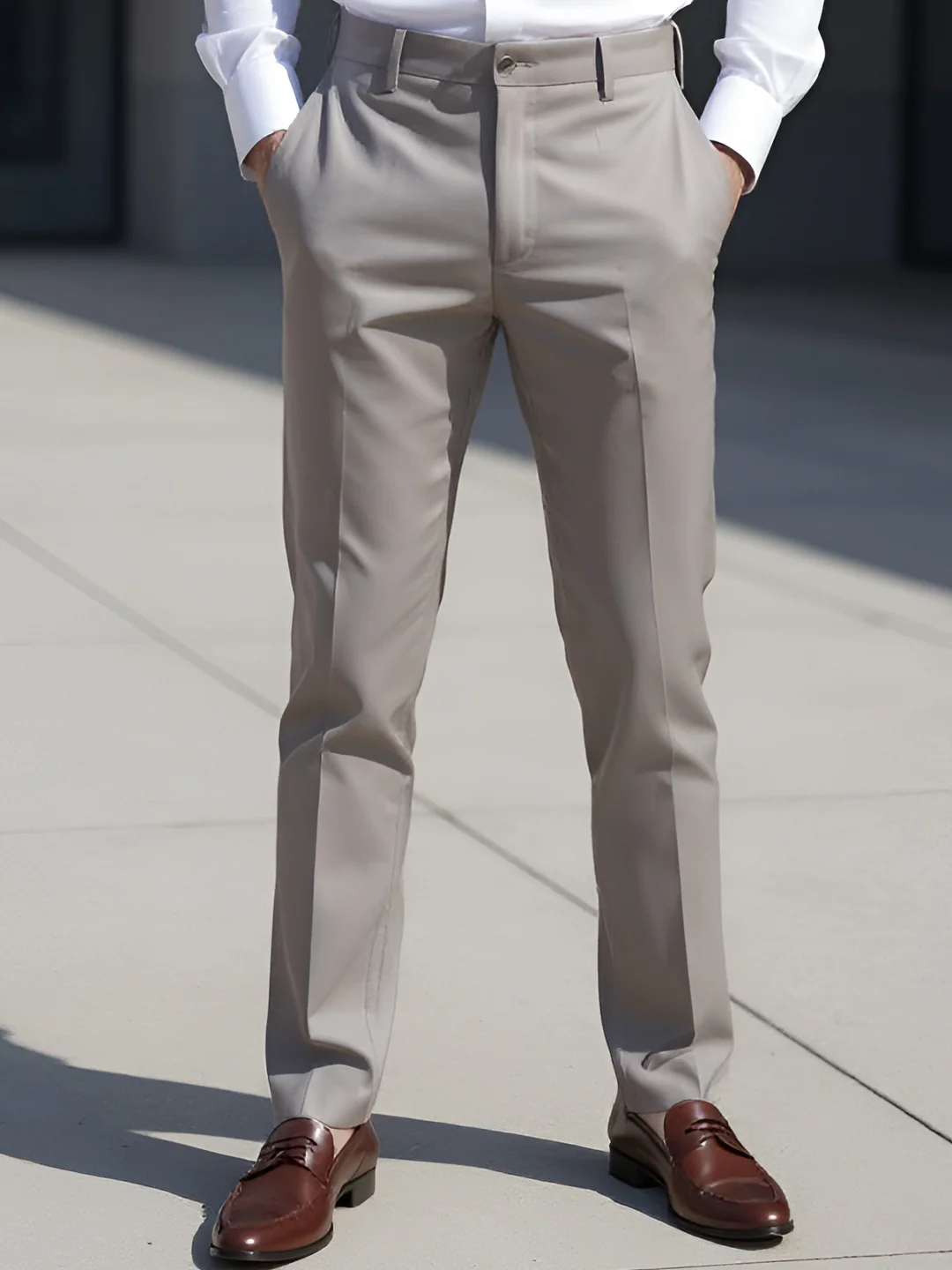 Cotton Lycra Grey Smart Fit Pants Zara - Image 5