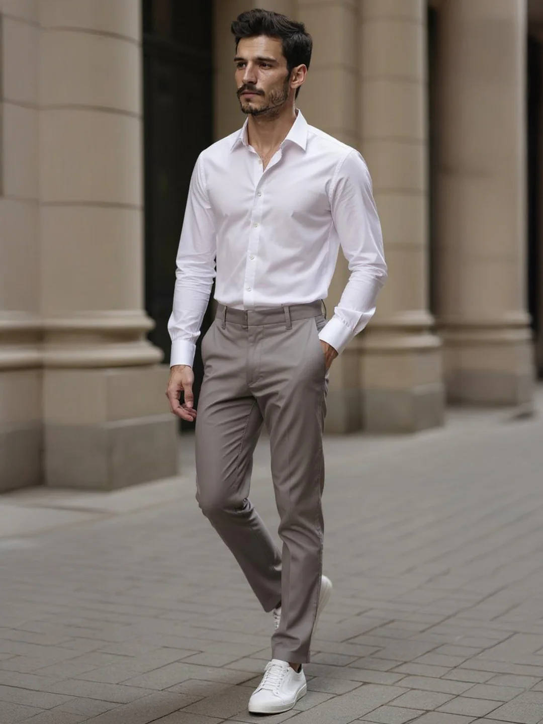 Cotton Lycra Grey Smart Fit Pants Zara - Image 6