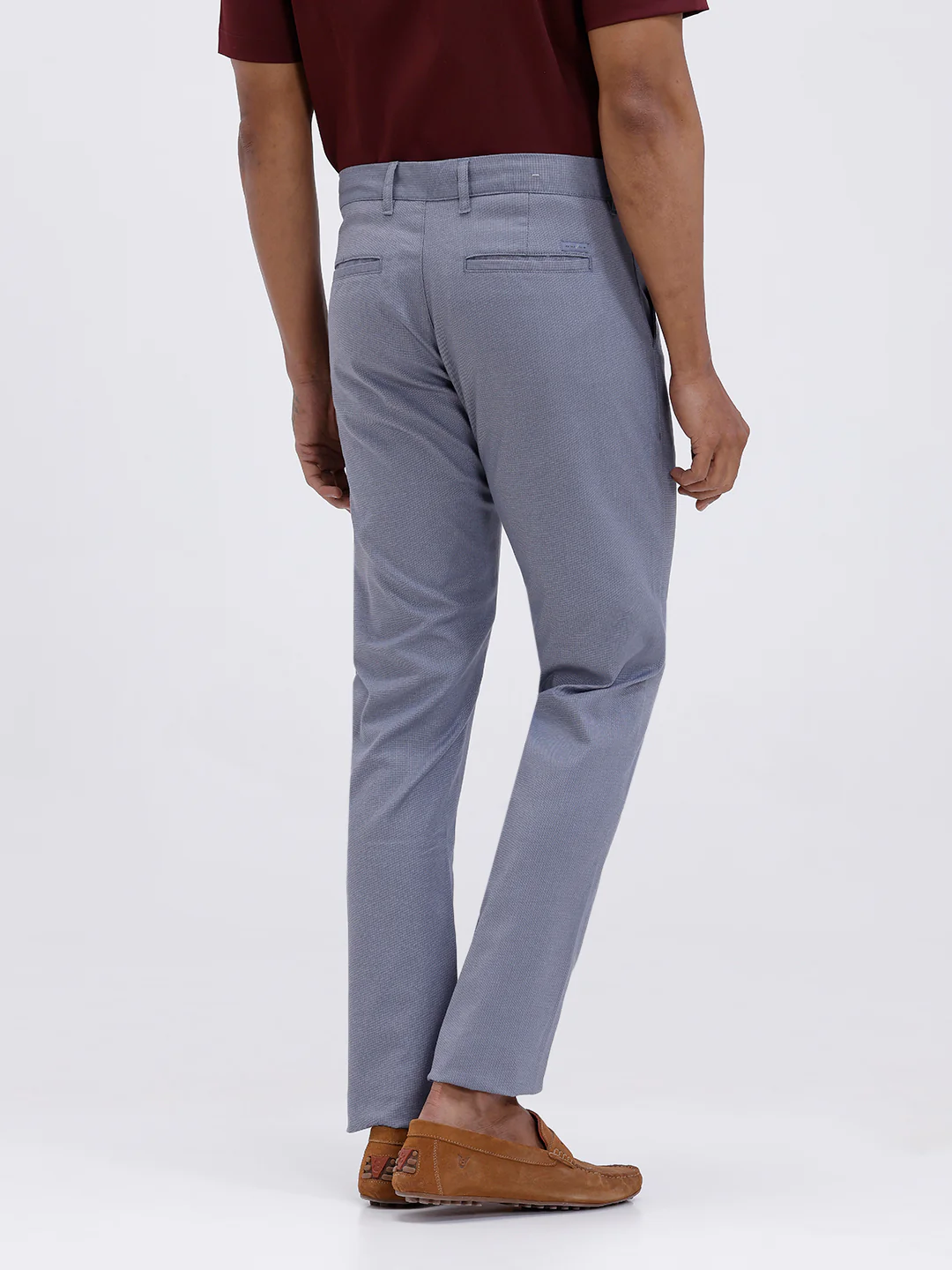 Cotton Lycra Smart Fit Blue Stretch Pants - Image 3