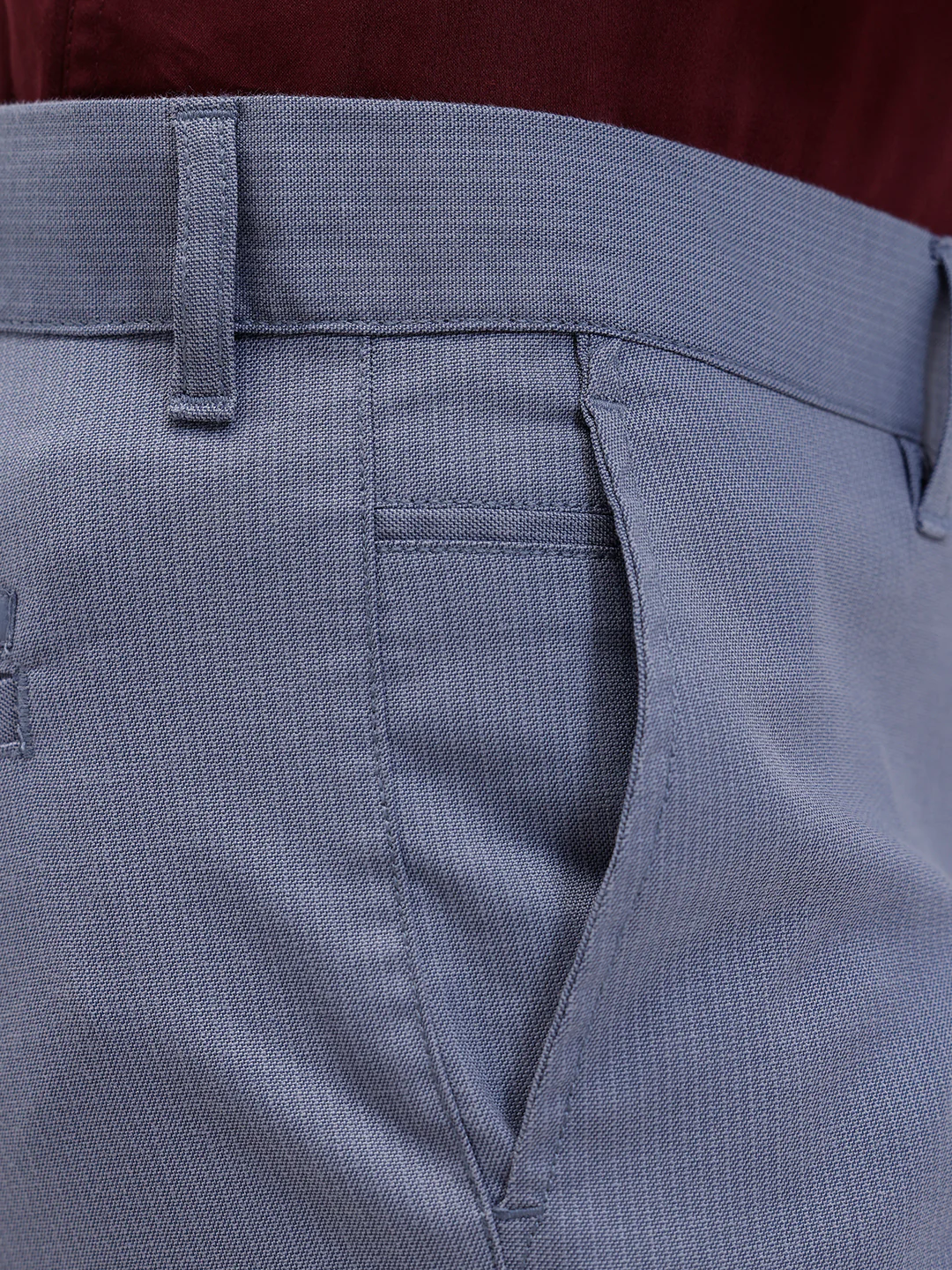 Cotton Lycra Smart Fit Blue Stretch Pants - Image 4