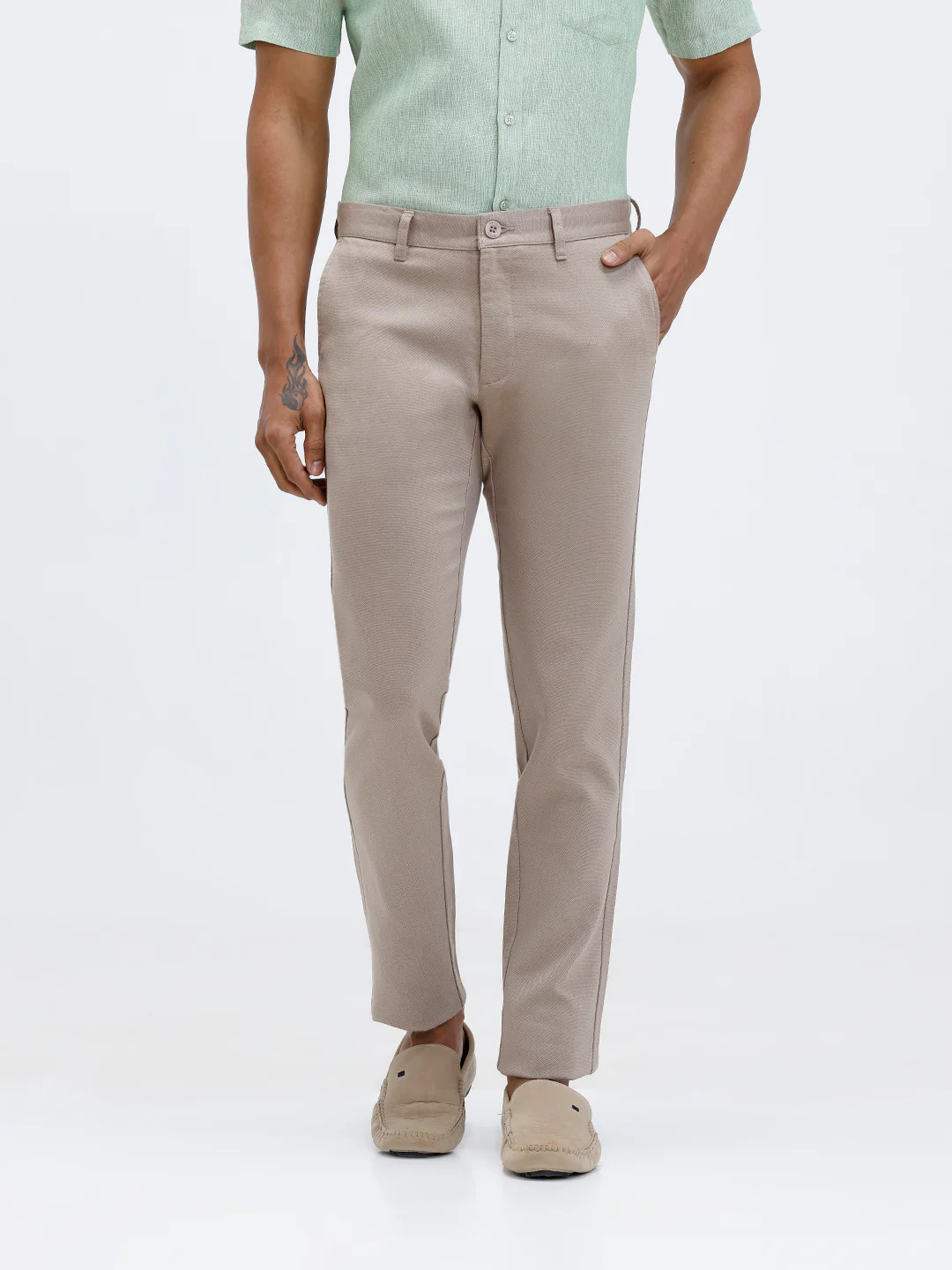 Cotton Lycra Smart Fit Brown Stretch Pants