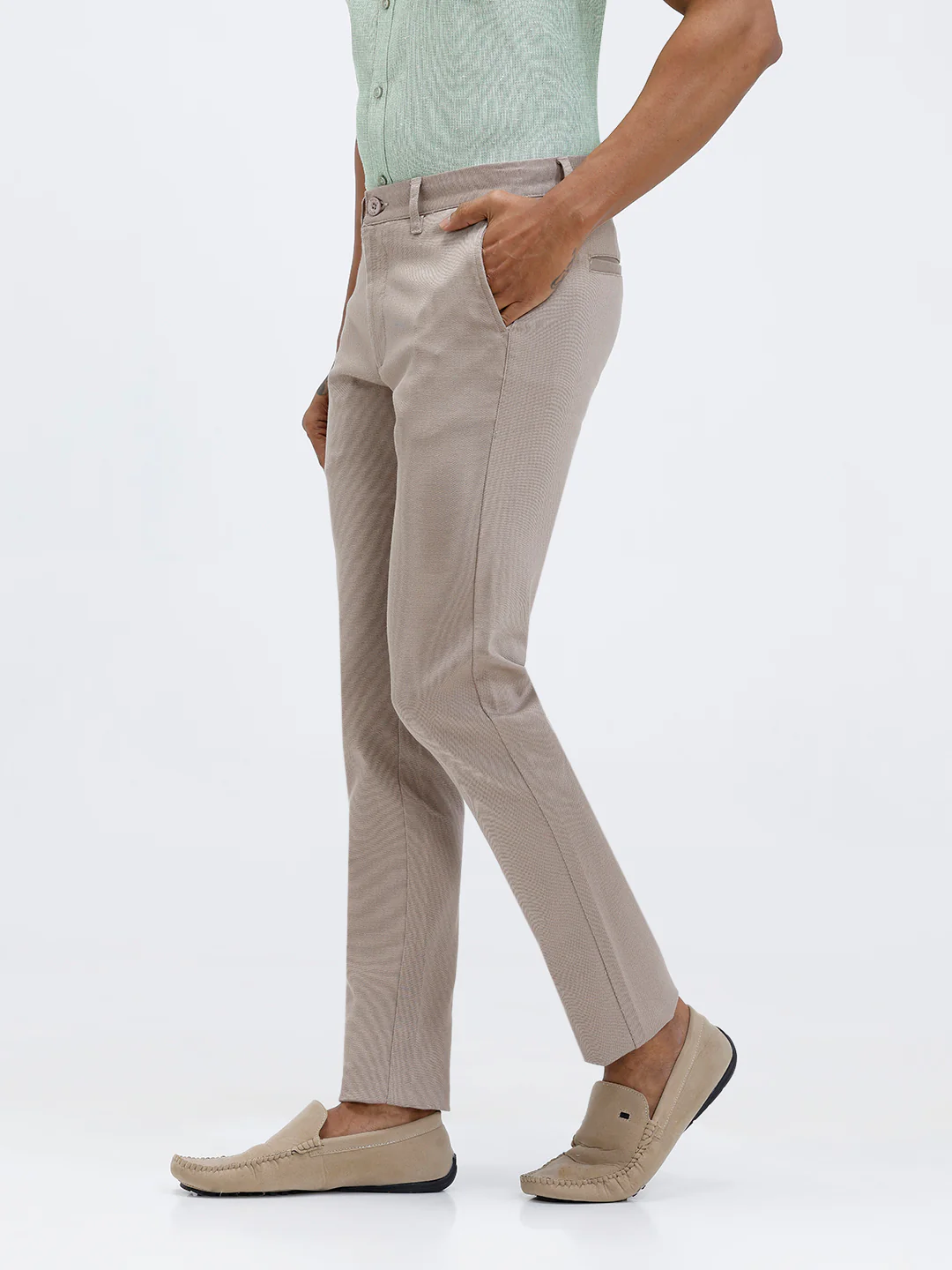 Cotton Lycra Smart Fit Brown Stretch Pants - Image 2