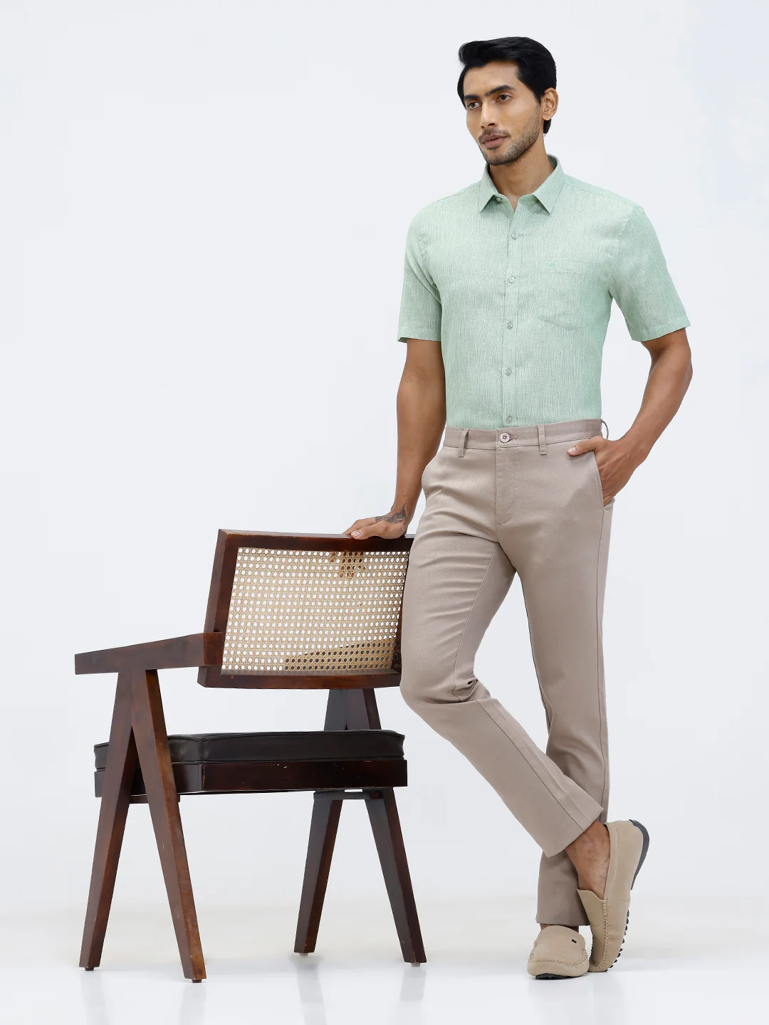 Cotton Lycra Smart Fit Brown Stretch Pants - Image 6