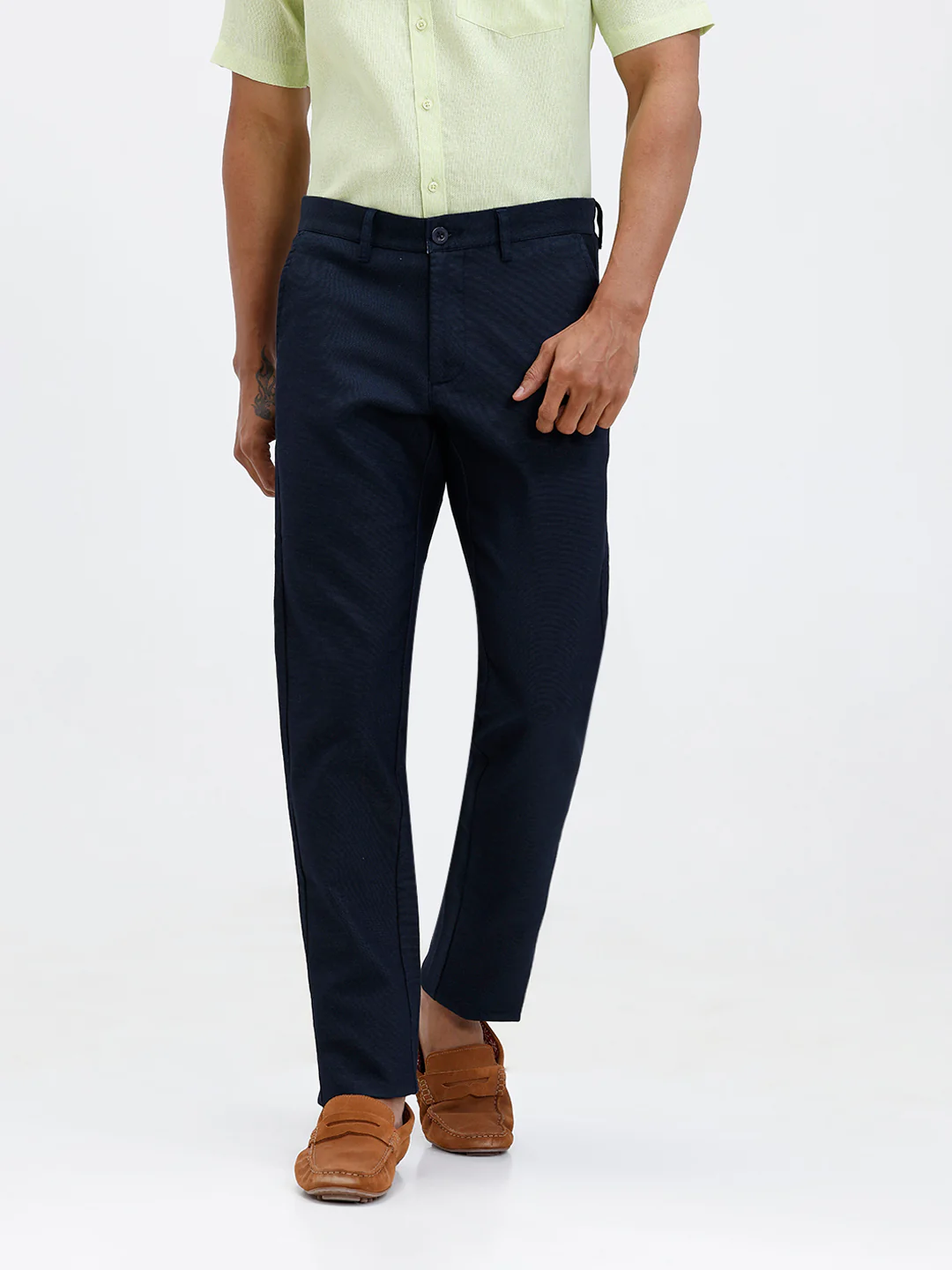 Cotton Lycra Smart Fit Dark Blue Stretch Pants