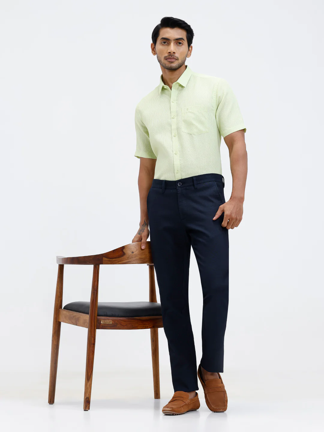 Cotton Lycra Smart Fit Dark Blue Stretch Pants - Image 6