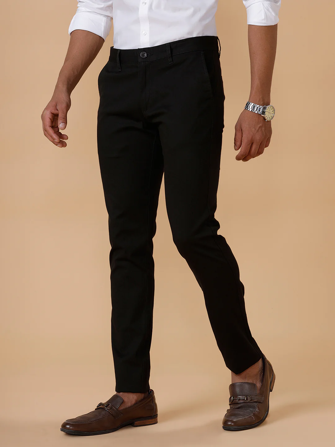 Cotton Lycra Smart Fit Dark Green Stretch Pants Zurich Plus - Image 3