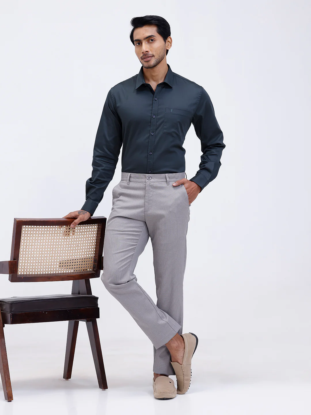 Cotton Lycra Smart Fit Dark Grey Stretch Pants - Image 6