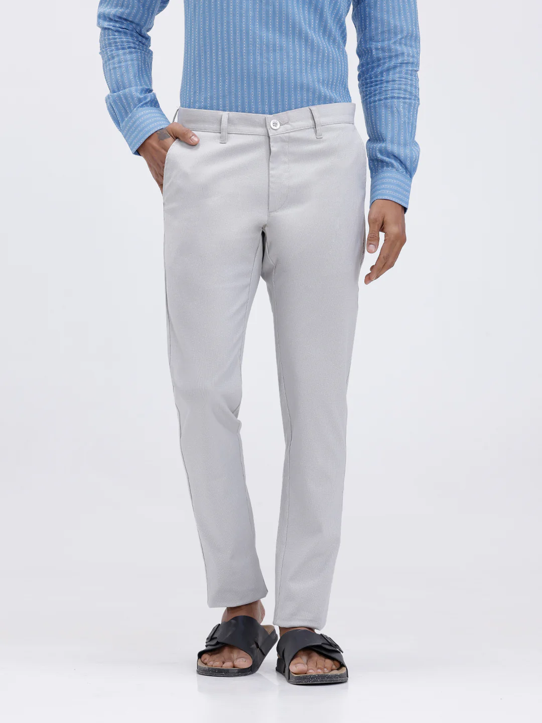 Cotton Lycra Smart Fit Grey Stretch Pants