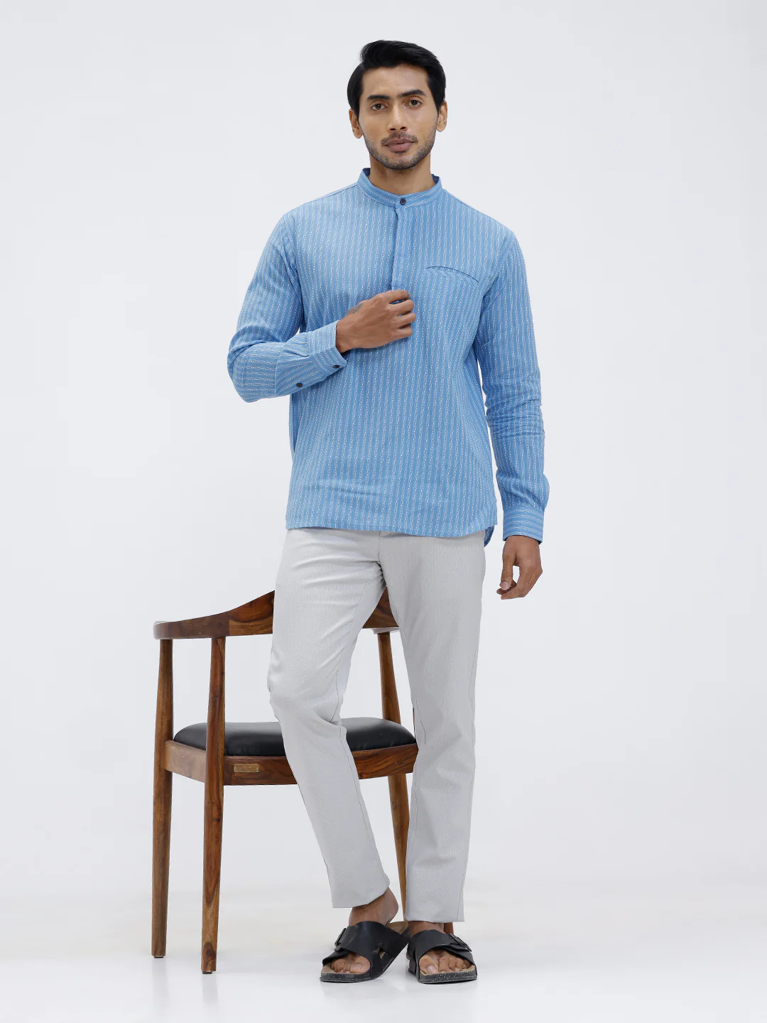 Cotton Lycra Smart Fit Grey Stretch Pants - Image 6