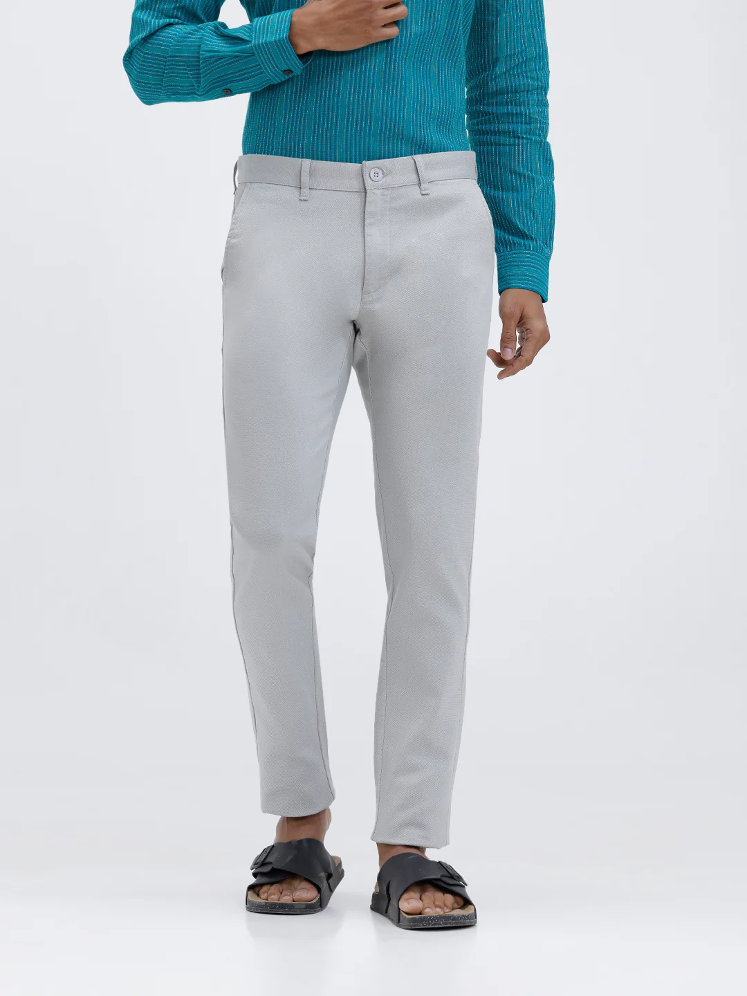 Cotton Lycra Smart Fit Grey Stretch Pants