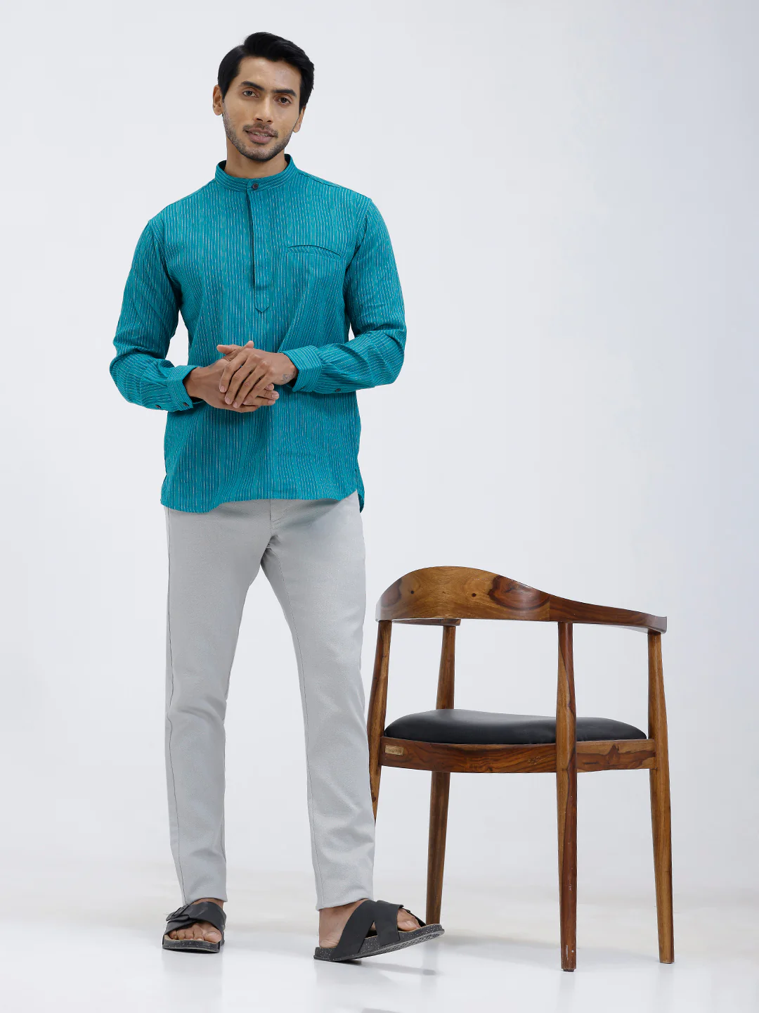 Cotton Lycra Smart Fit Grey Stretch Pants - Image 6