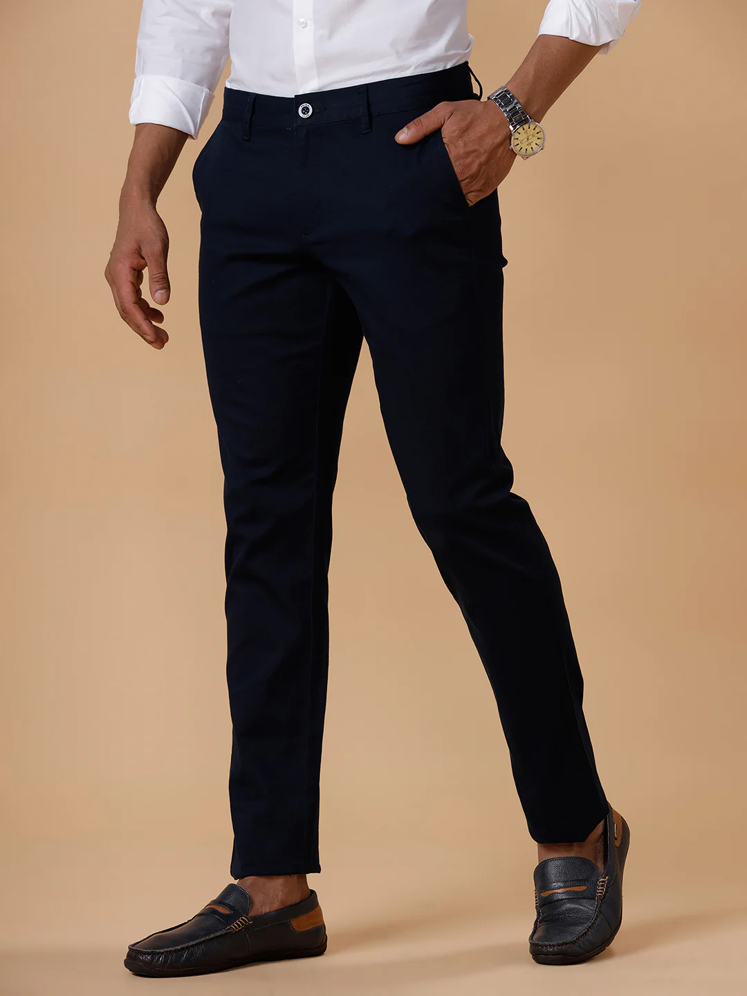 Cotton Lycra Smart Fit Navy Stretch Pants Zurich Plus - Image 2