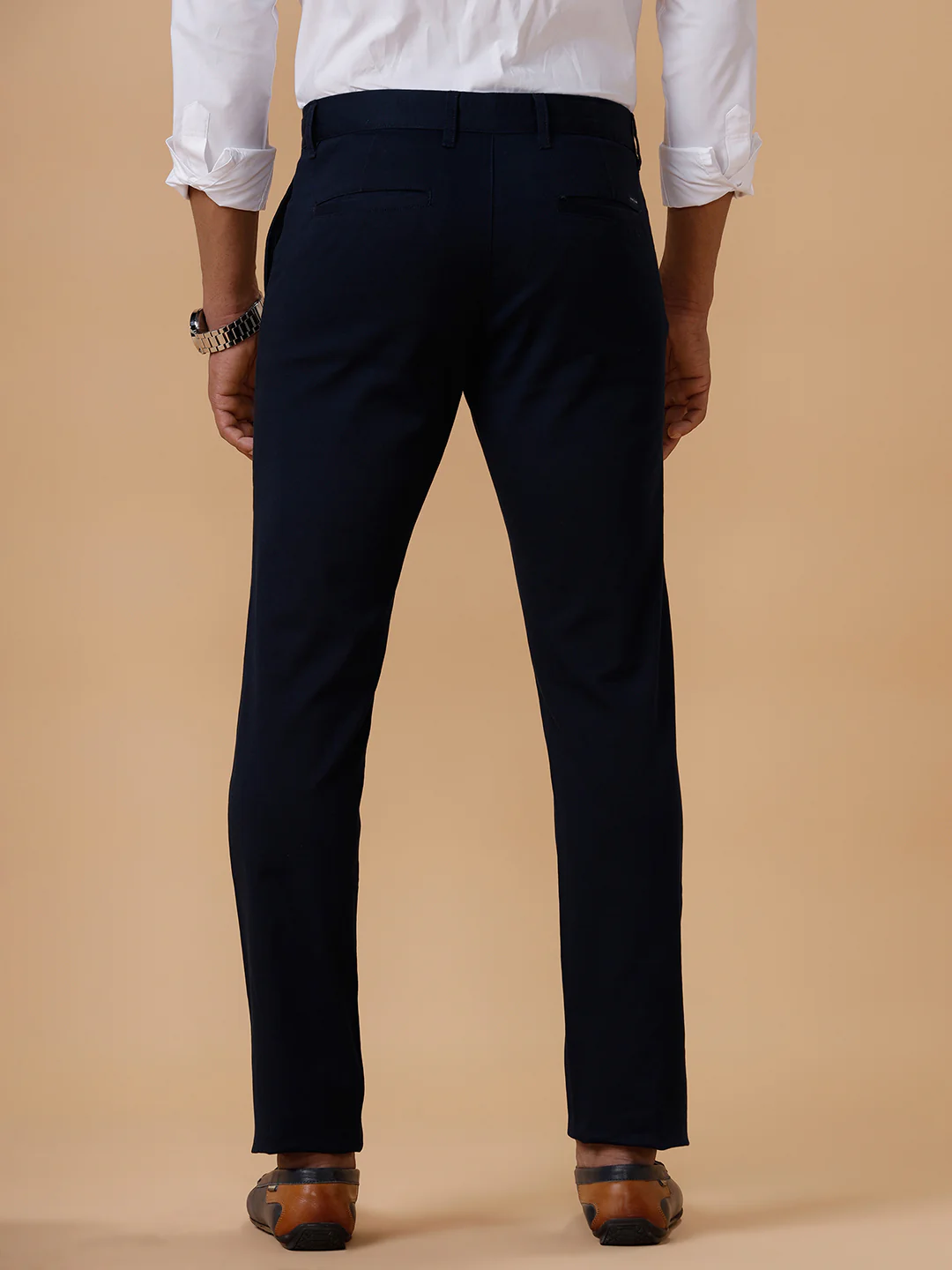 Cotton Lycra Smart Fit Navy Stretch Pants Zurich Plus - Image 4