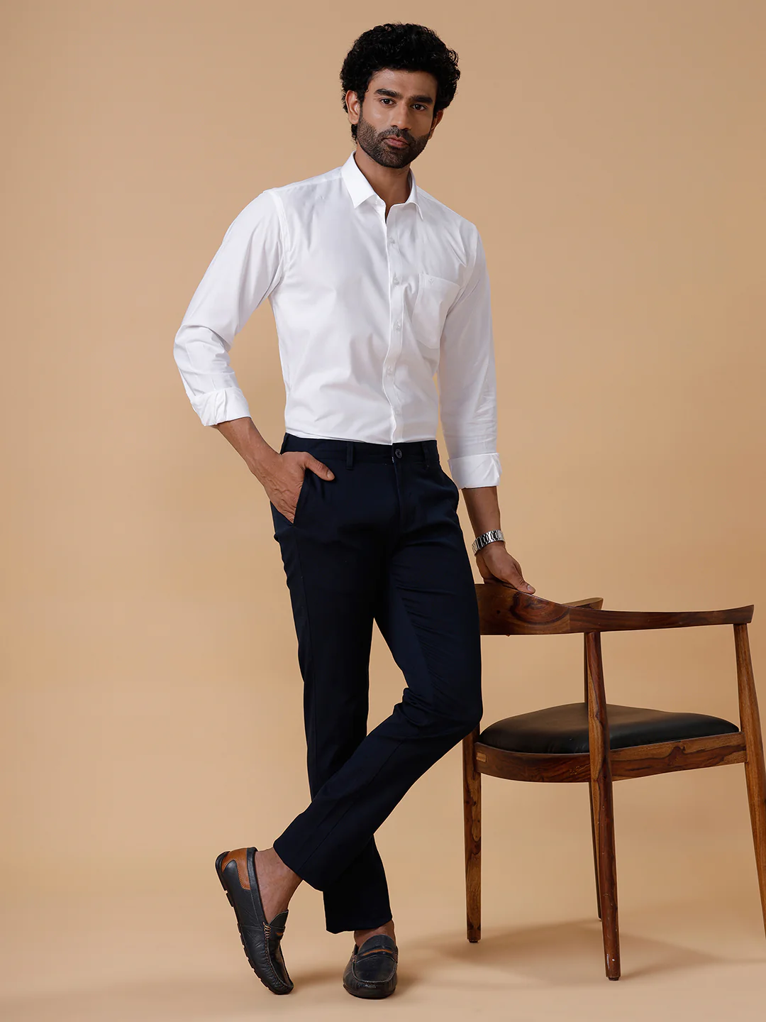 Cotton Lycra Smart Fit Navy Stretch Pants Zurich Plus - Image 5
