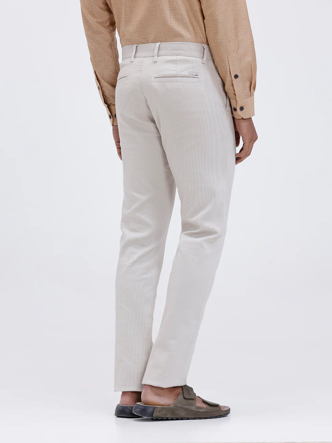 Cotton Lycra Smart Fit Off White Stretch Pants - Image 3