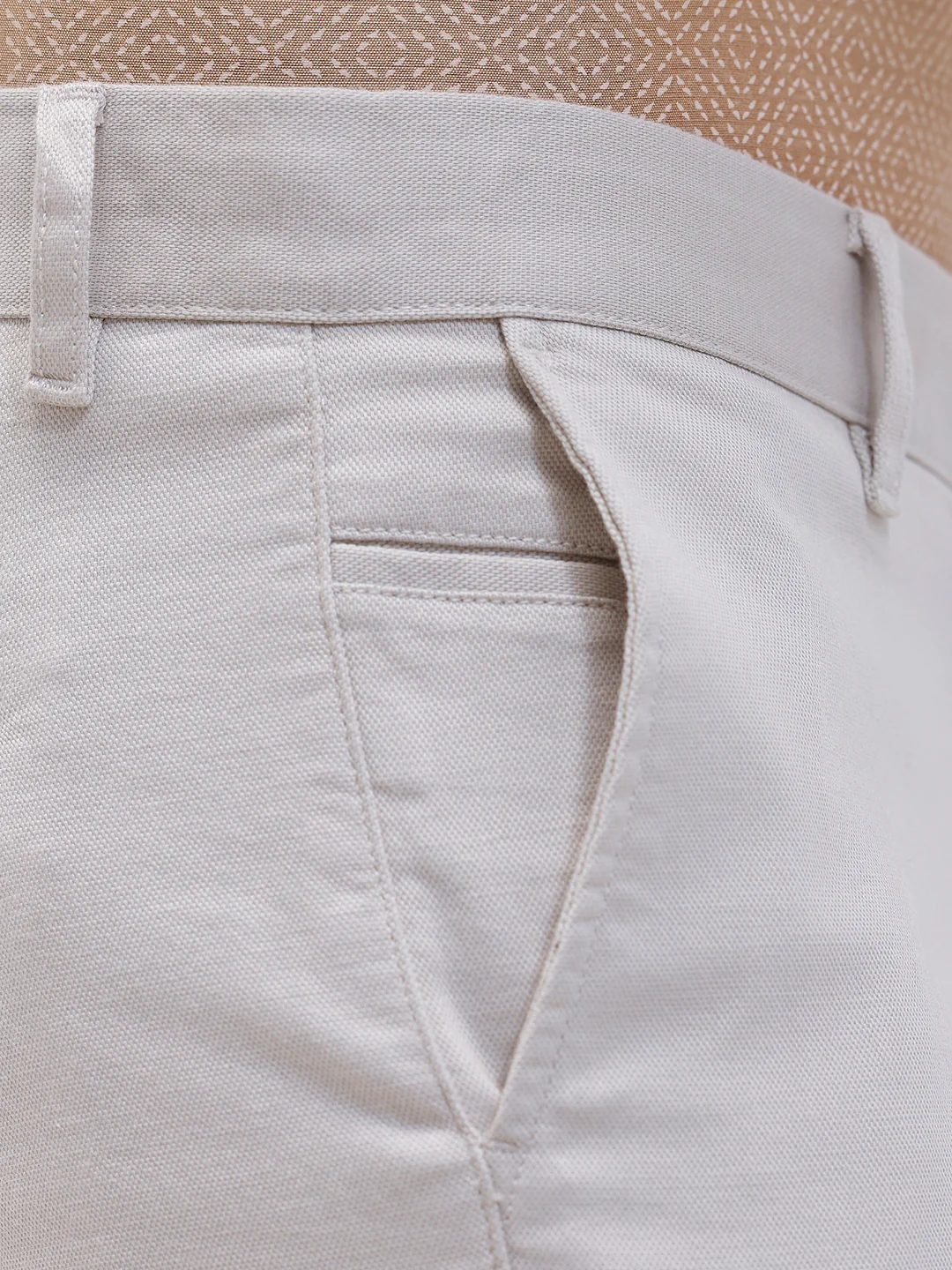 Cotton Lycra Smart Fit Off White Stretch Pants - Image 4