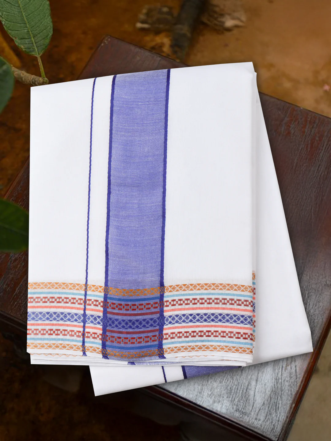 Cotton Navy Fancy Border Panchakacham with Angavasthram Srirasthu(9+5) SR49 - Image 2