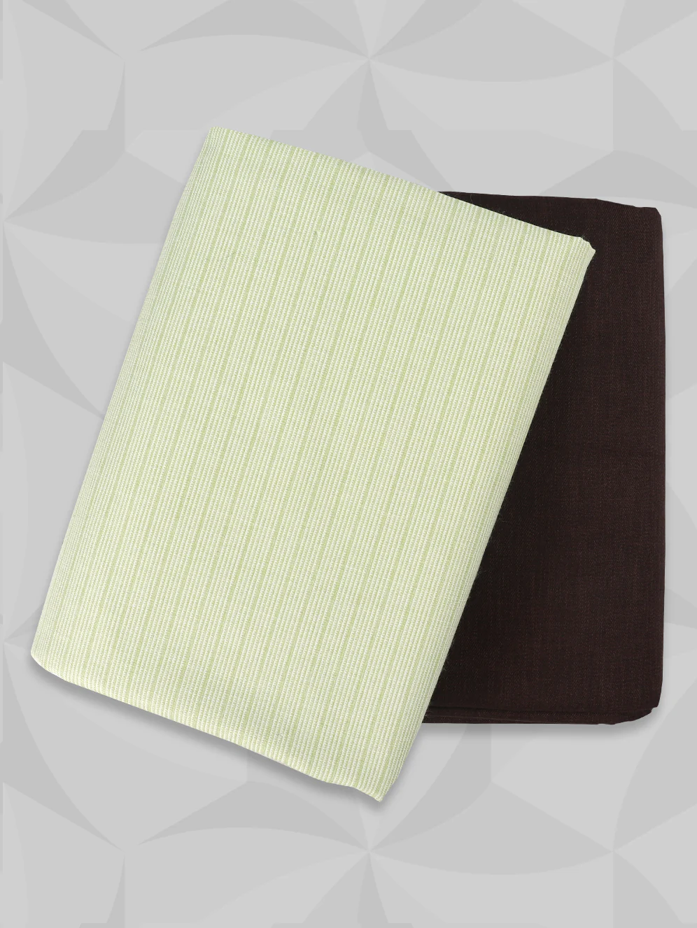 Cotton Pista Green Shirting & Brown Suiting Fabric Gift Box KK145