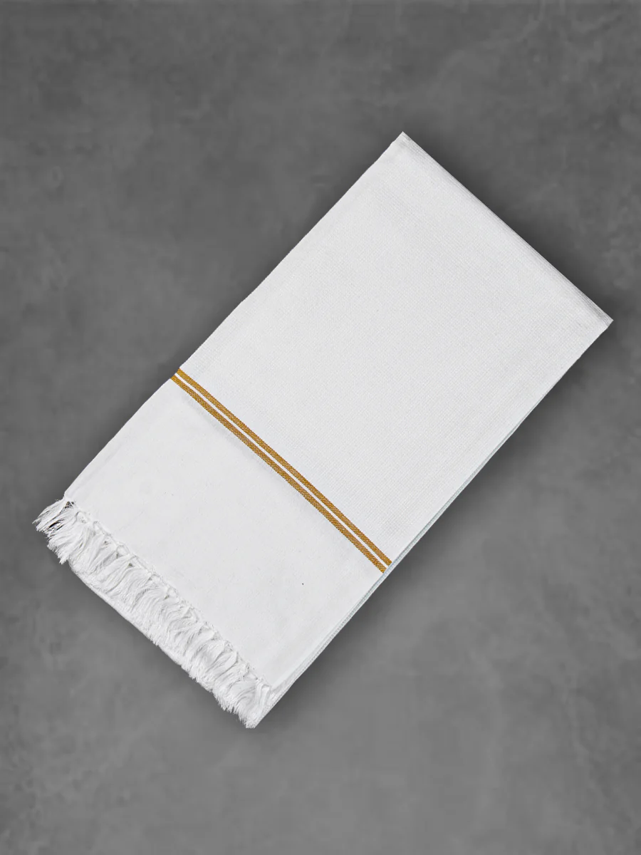 Cotton Premium Soft Feel White Bath Towel 1046  Pack of 3 - Image 4