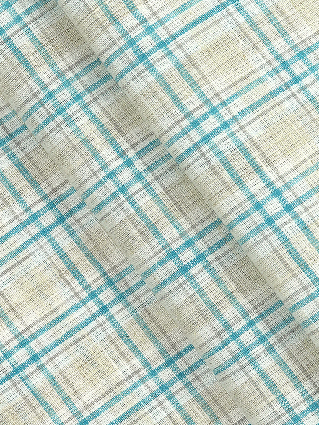 Cotton Rich Blue Checked Shirt Fabric High Style - Image 2