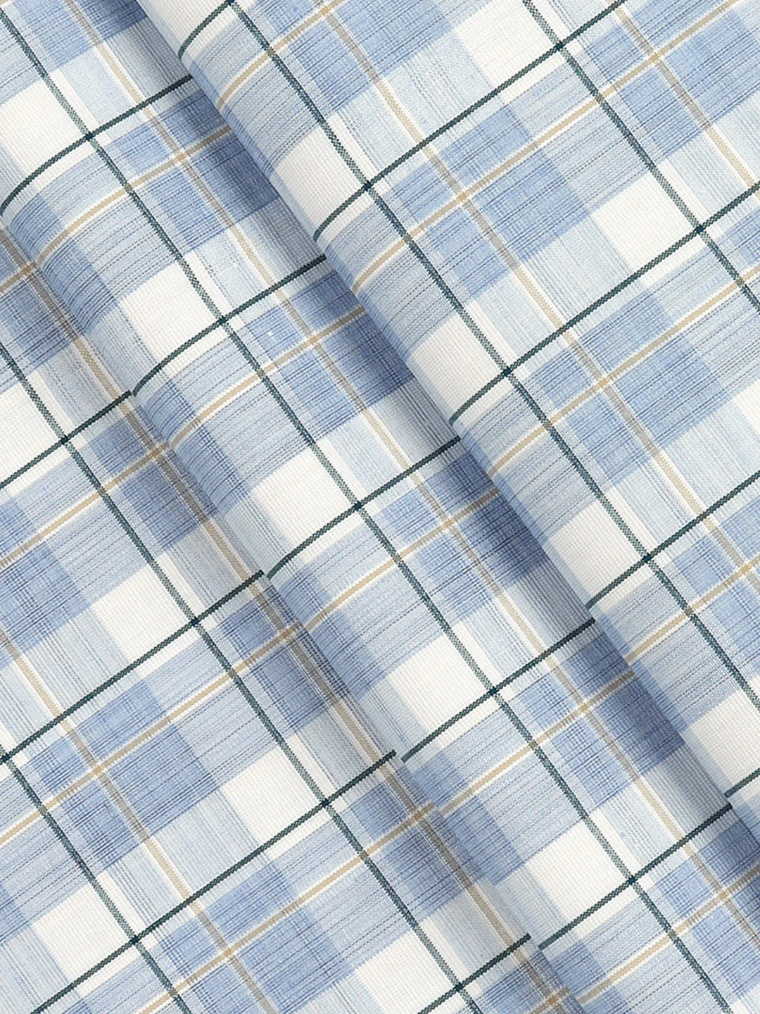Cotton Rich Blue Checked Shirt Fabric Infinity Bit - Image 2