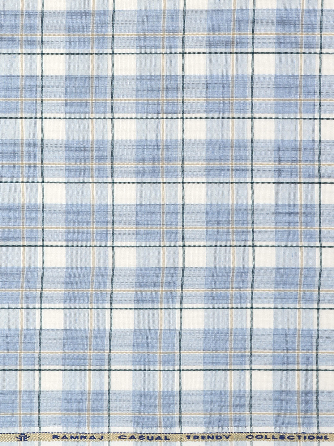 Cotton Rich Blue Checked Shirt Fabric Infinity Bit - Image 3