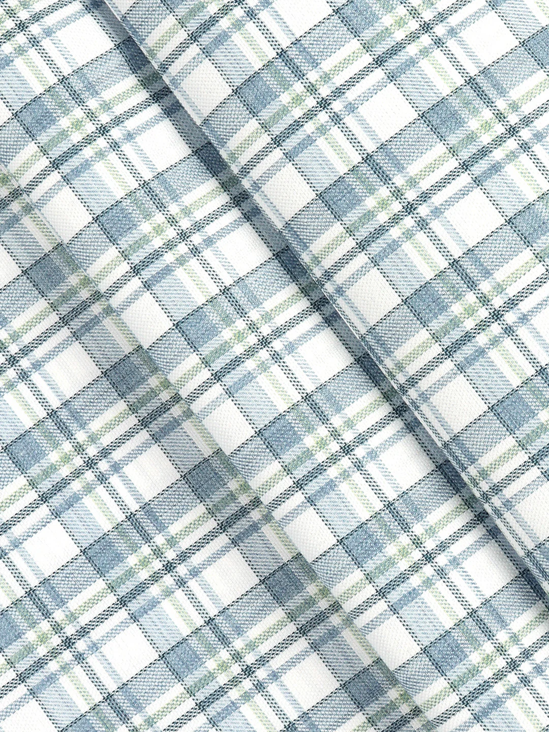 Cotton Rich Blue with White Checked Shirt Fabric Infinity Bit - Image 2