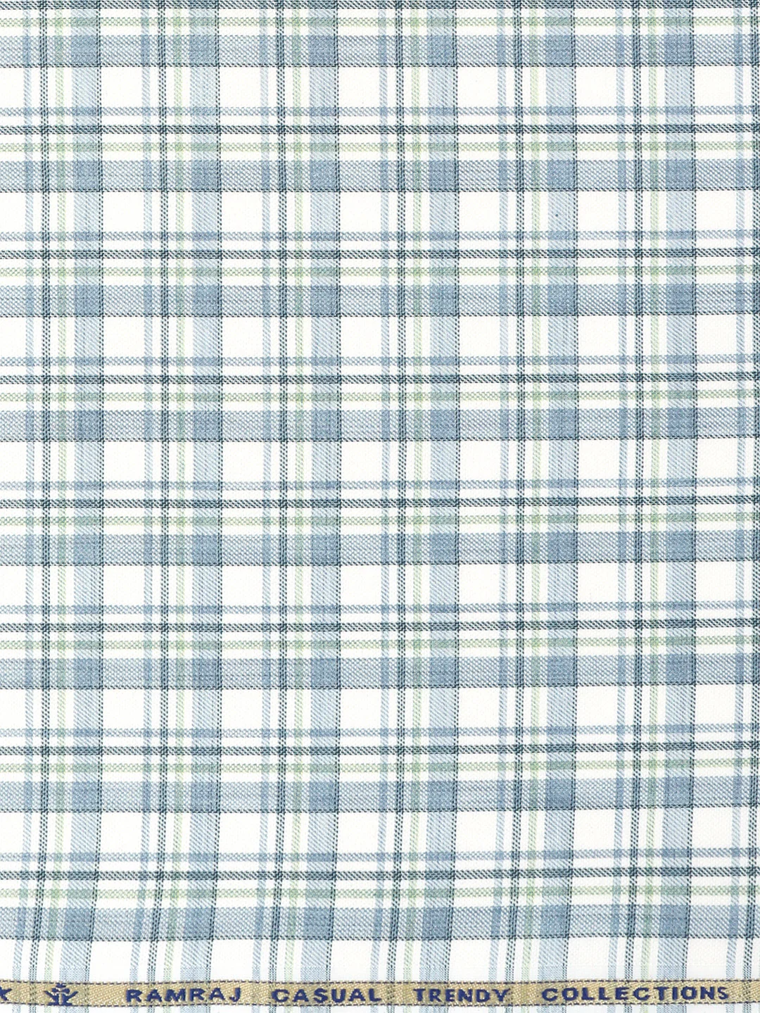 Cotton Rich Blue with White Checked Shirt Fabric Infinity Bit - Image 3