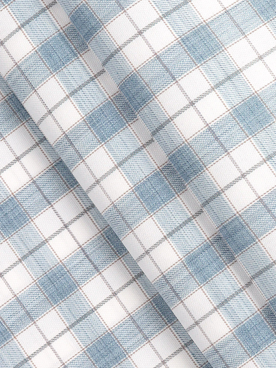 Cotton Rich Blue with White Checked Shirt Fabric Infinity Bit - Image 2