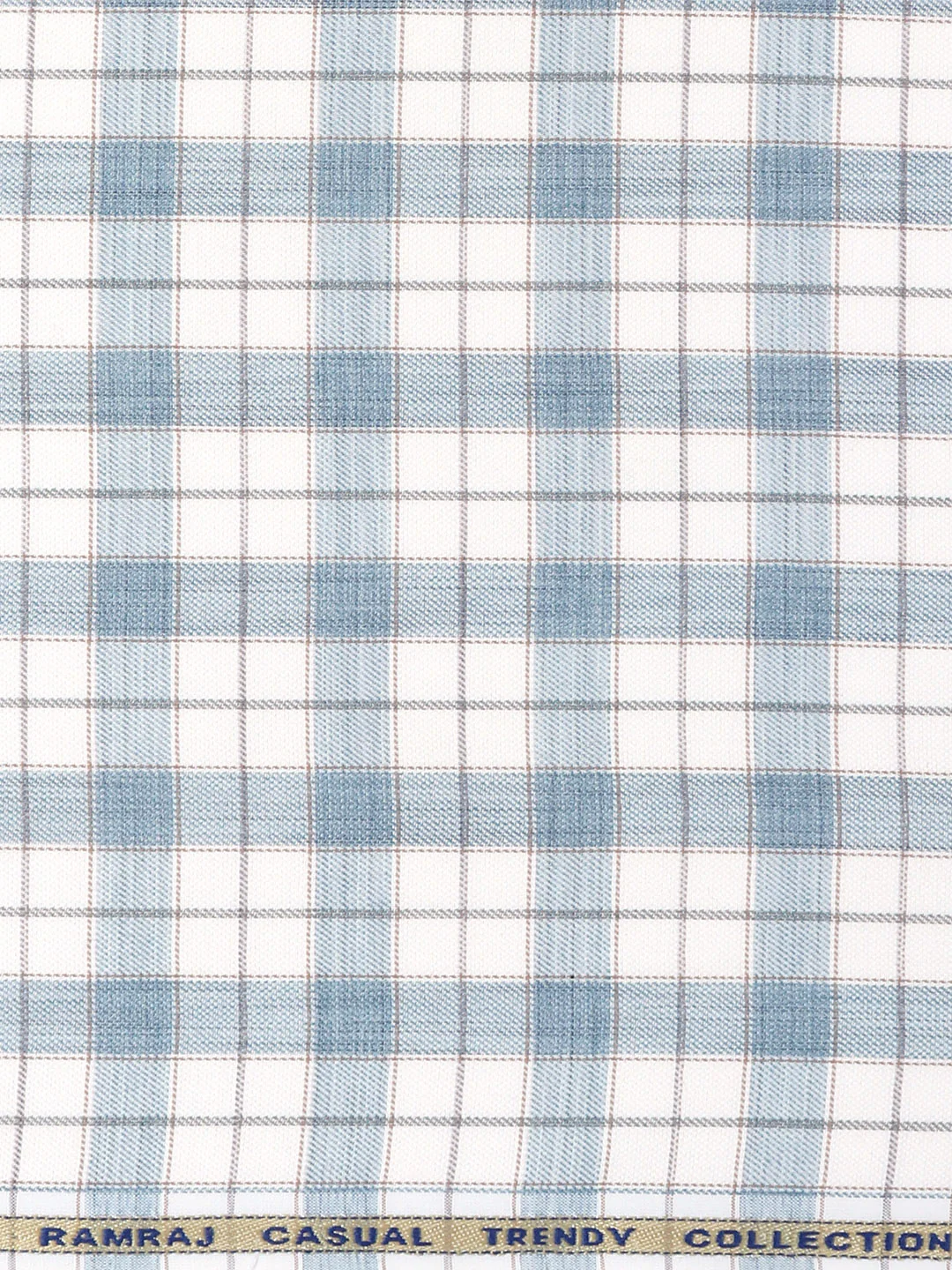 Cotton Rich Blue with White Checked Shirt Fabric Infinity Bit - Image 3